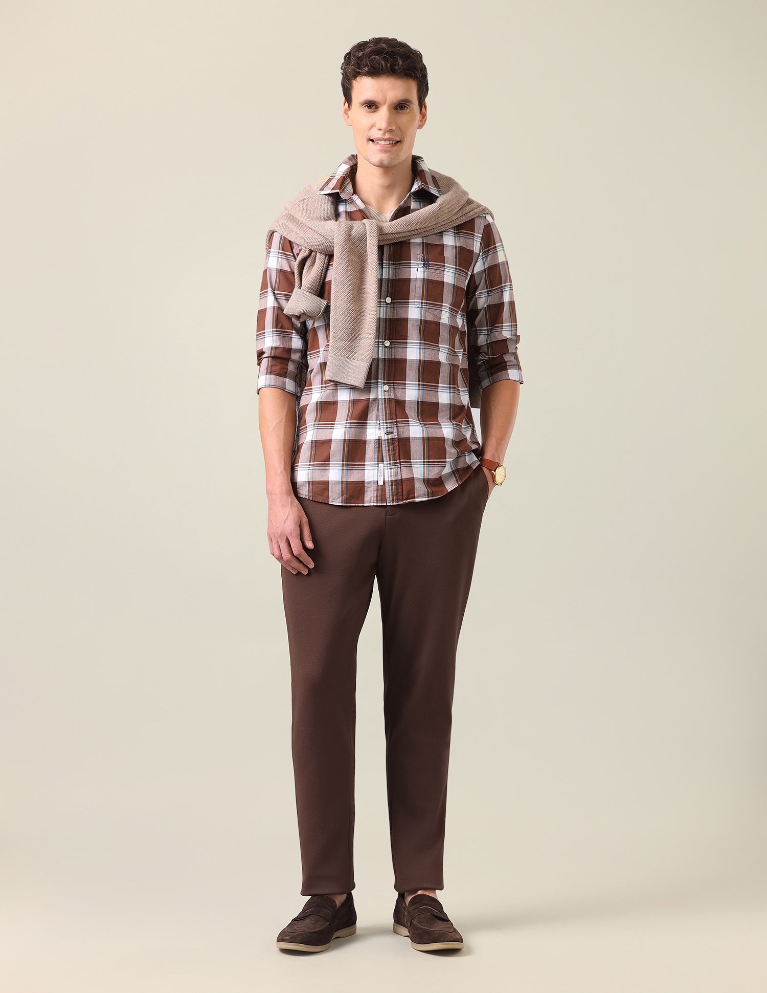 Tartan Checked Tailored Fit Shirt Rust - U.S. Polo Assn. India | Large