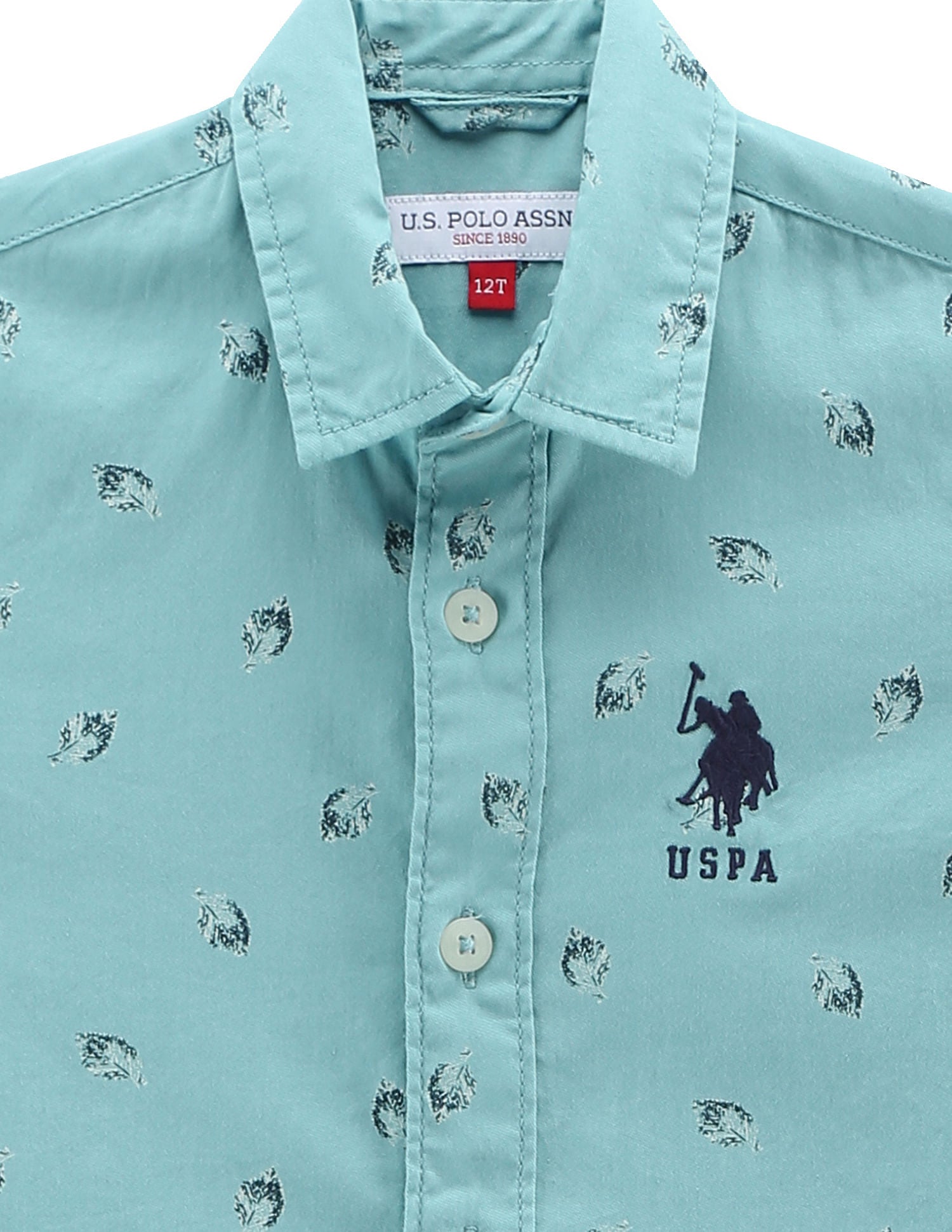Boys Tropical Print Twill Shirt Light Blue - U.S. POLO ASSN. | Large