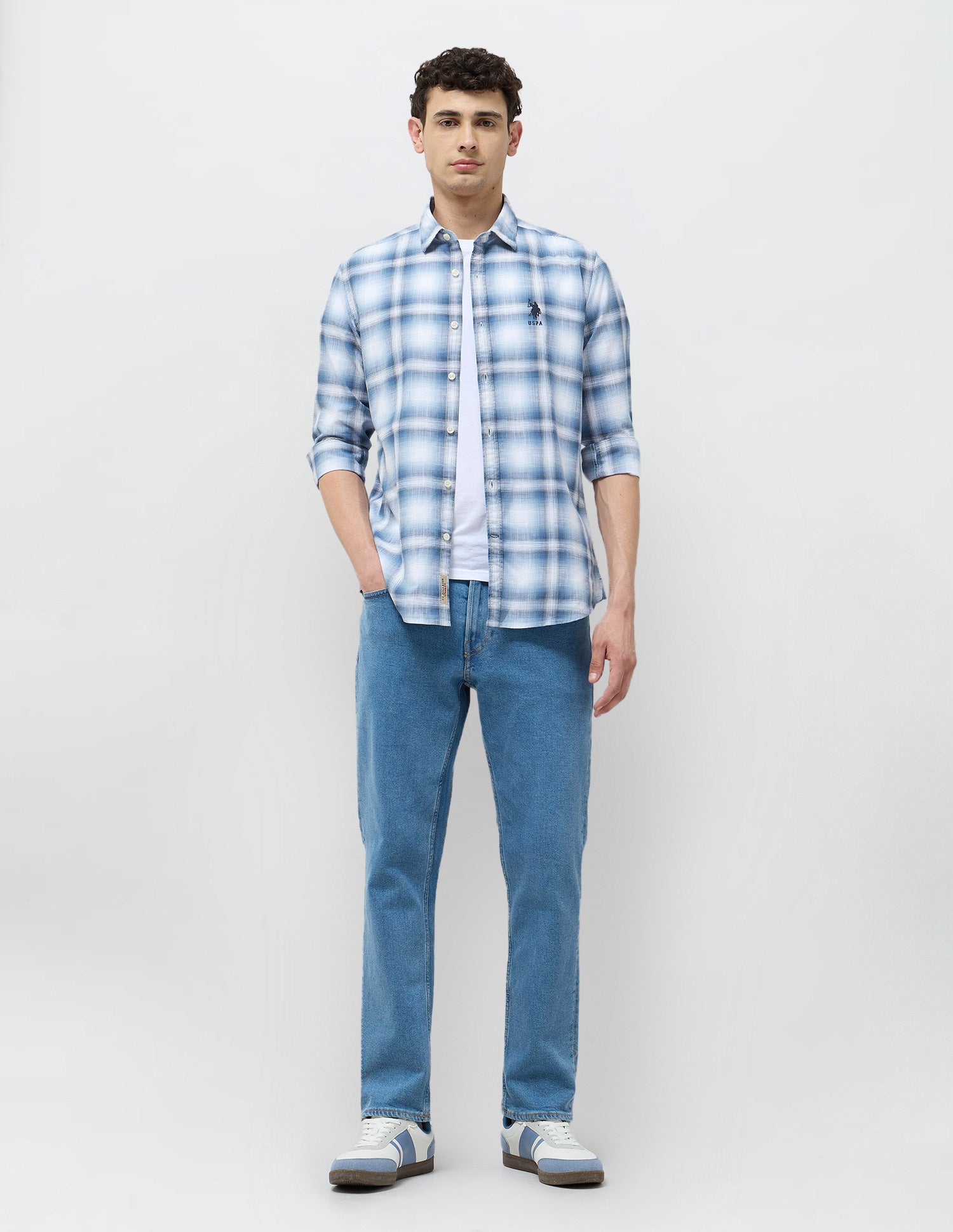 Regular Fit Tartan Checked Shirt Dark Blue - U.S. POLO ASSN. | Large