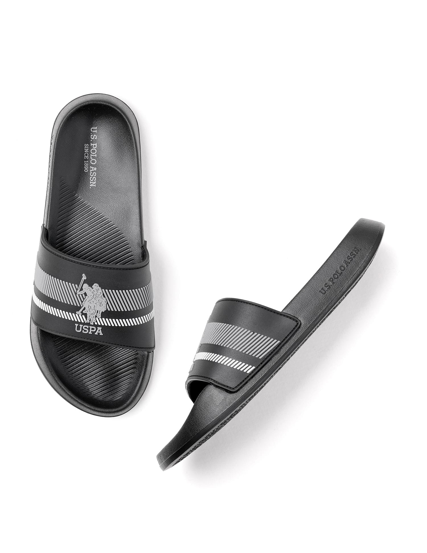 Rafa Brand Printed Sliders Black - U.S. Polo Assn. India | Large