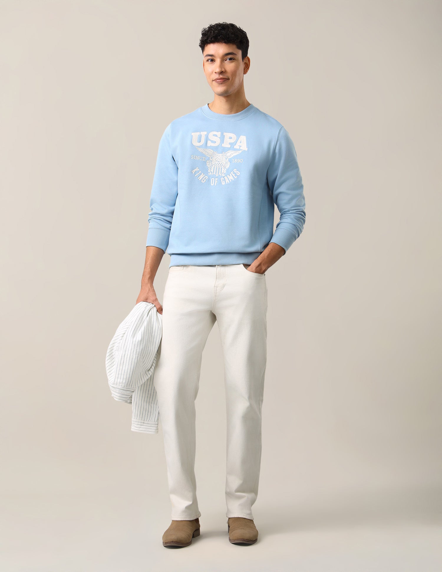 Brand Embroidered Regular Fit Sweatshirt Blue - U.S. Polo Assn. India | Large
