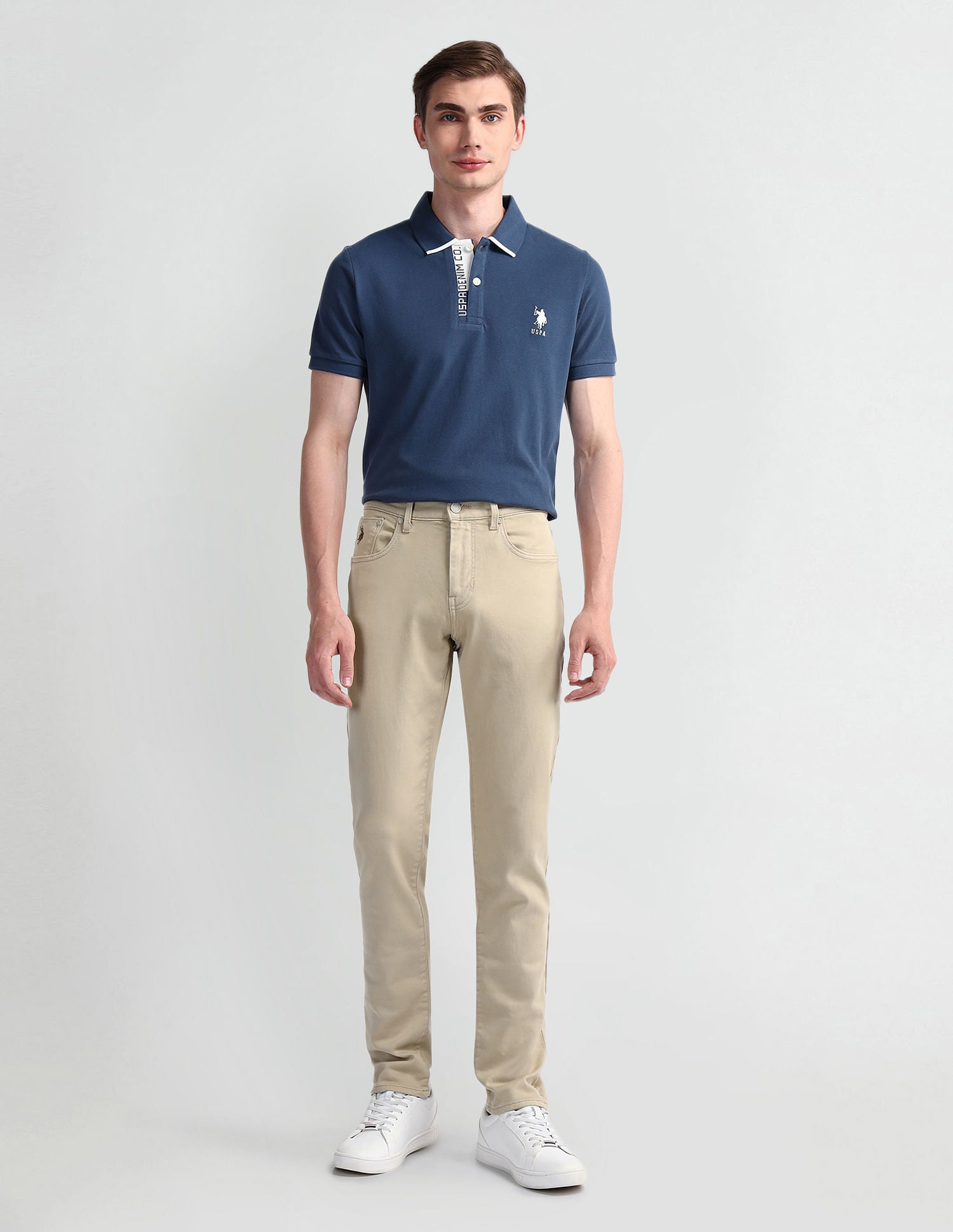 Slim Tapered Beige Jeans Beige - U.S. POLO ASSN. | Large