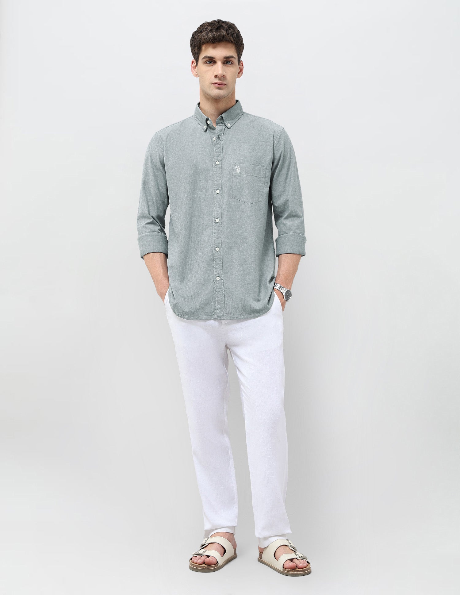 Tailored Fit Oxford Shirt Grey - U.S. Polo Assn. India | Large