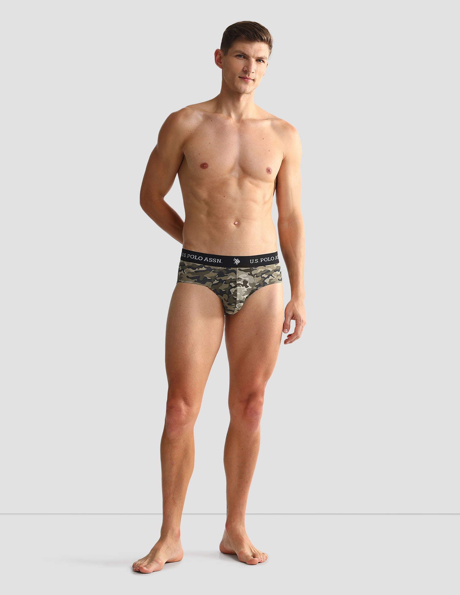 Elasticized Waist OEB09 Briefs - Pack Of 2 Camo Olive and Dark Olive - U.S. POLO ASSN. | Large