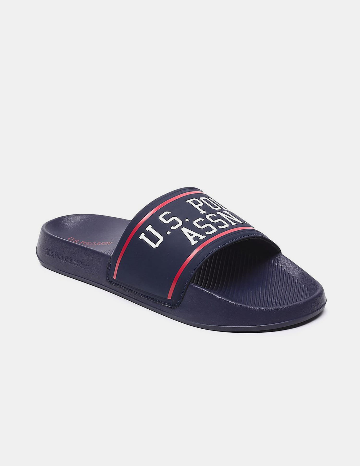 Men Brand Printed Trojan Sliders Navy - U.S. Polo Assn. India | Large