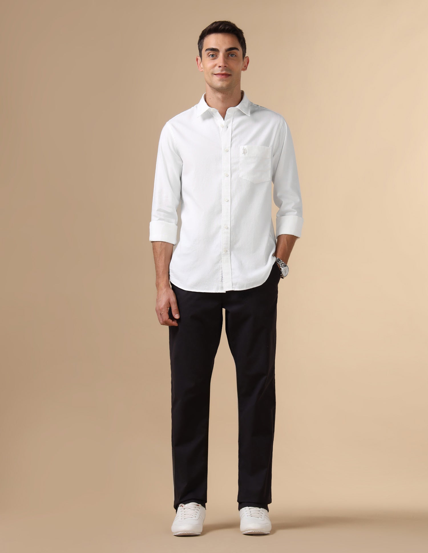 Dobby Pure Cotton Shirt White - U.S. POLO ASSN. | Large