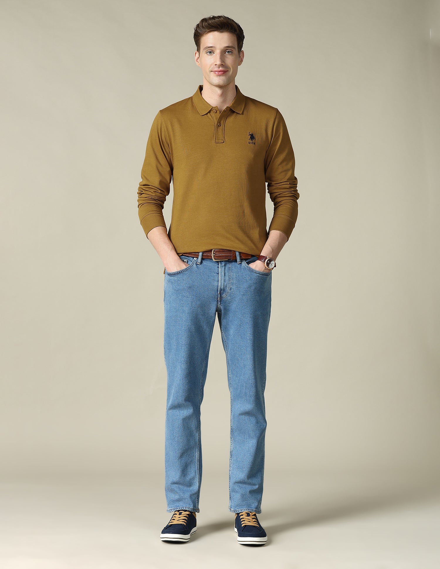 Solid Regular Fit Polo Shirt Brown - U.S. Polo Assn. India | Large
