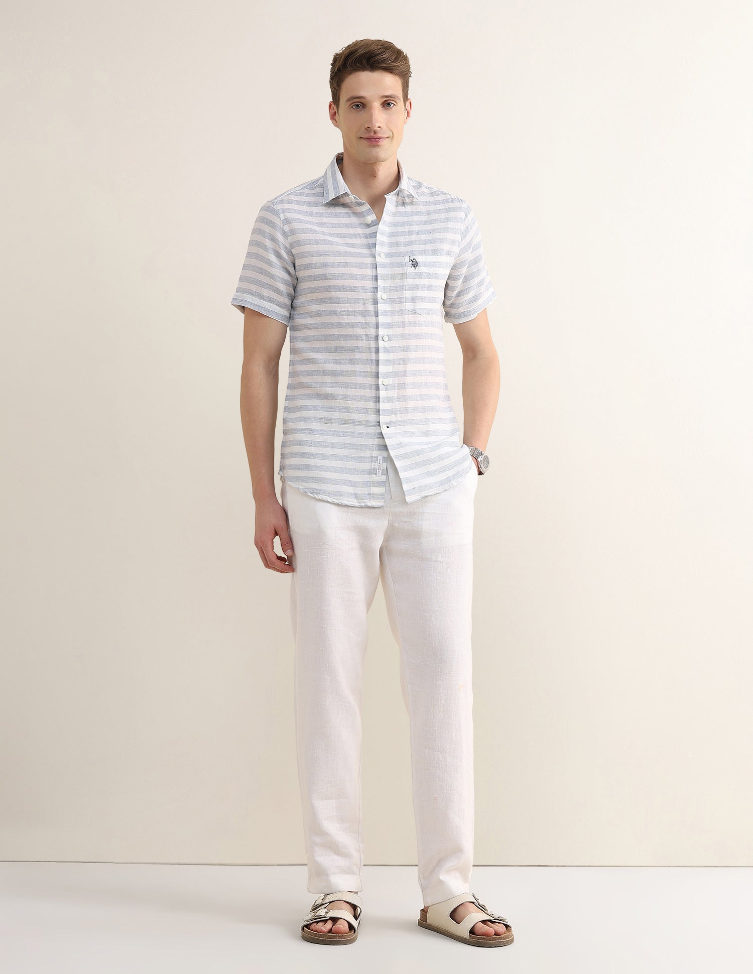 Horizontal Striped Regular Fit Shirt Teal - U.S. Polo Assn. India | Large