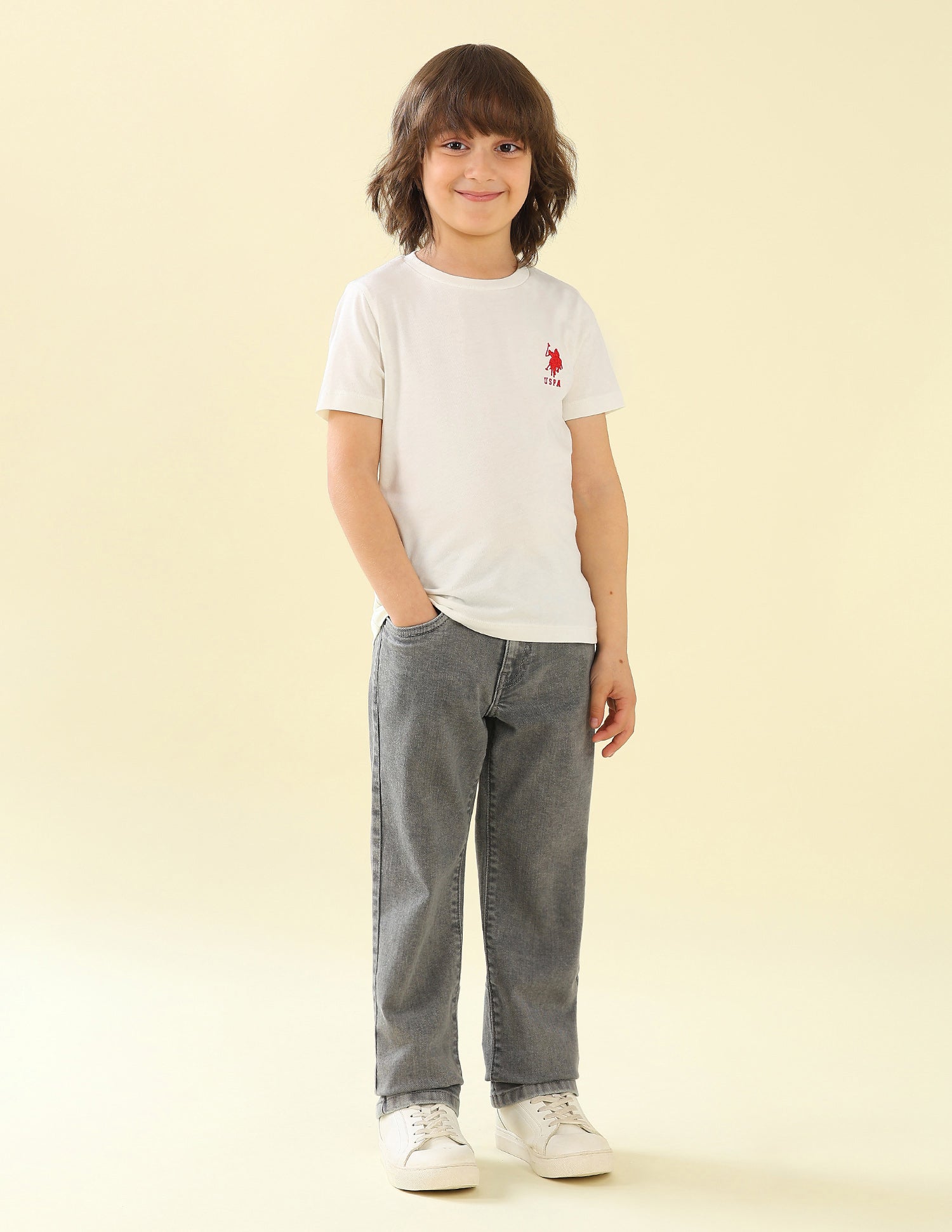 Solid Regular Fit T-Shirt Ivory - U.S. Polo Assn. India | Large