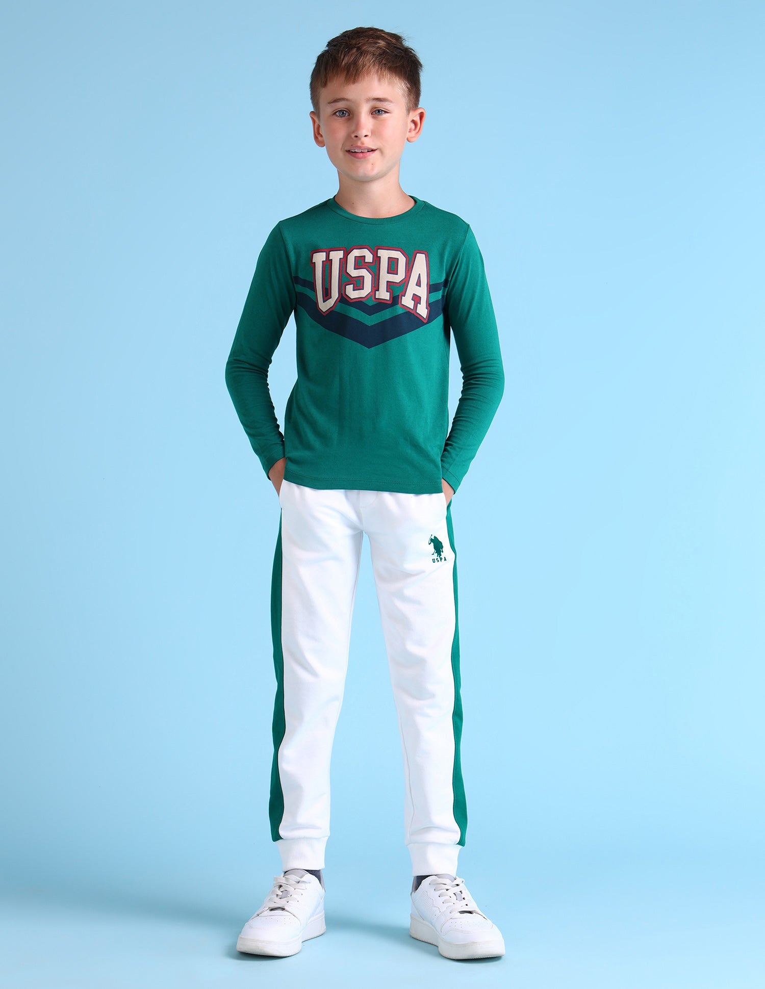 Boys Crew Neck T-Shirt Green - U.S. POLO ASSN. | Large
