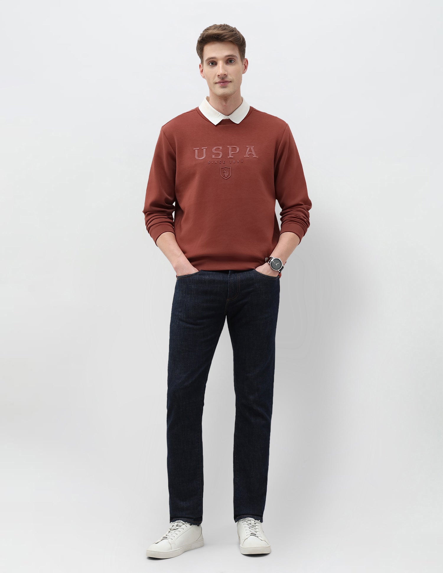 Brand Embossed Regular Fit Sweatshirt Rust - U.S. POLO ASSN. | Large