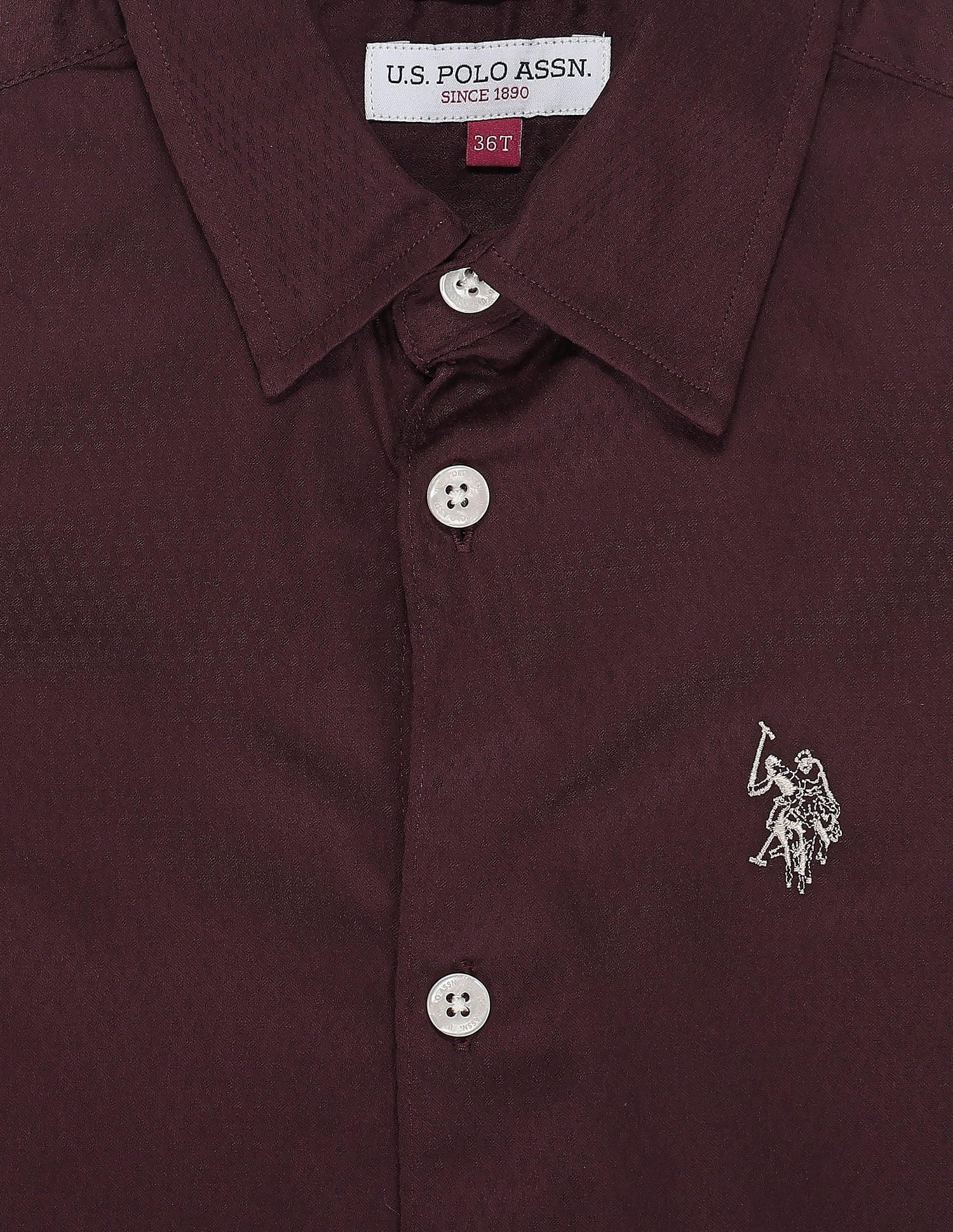 Boys Self Design Sateen Shirt Wine - U.S. Polo Assn. India | Large