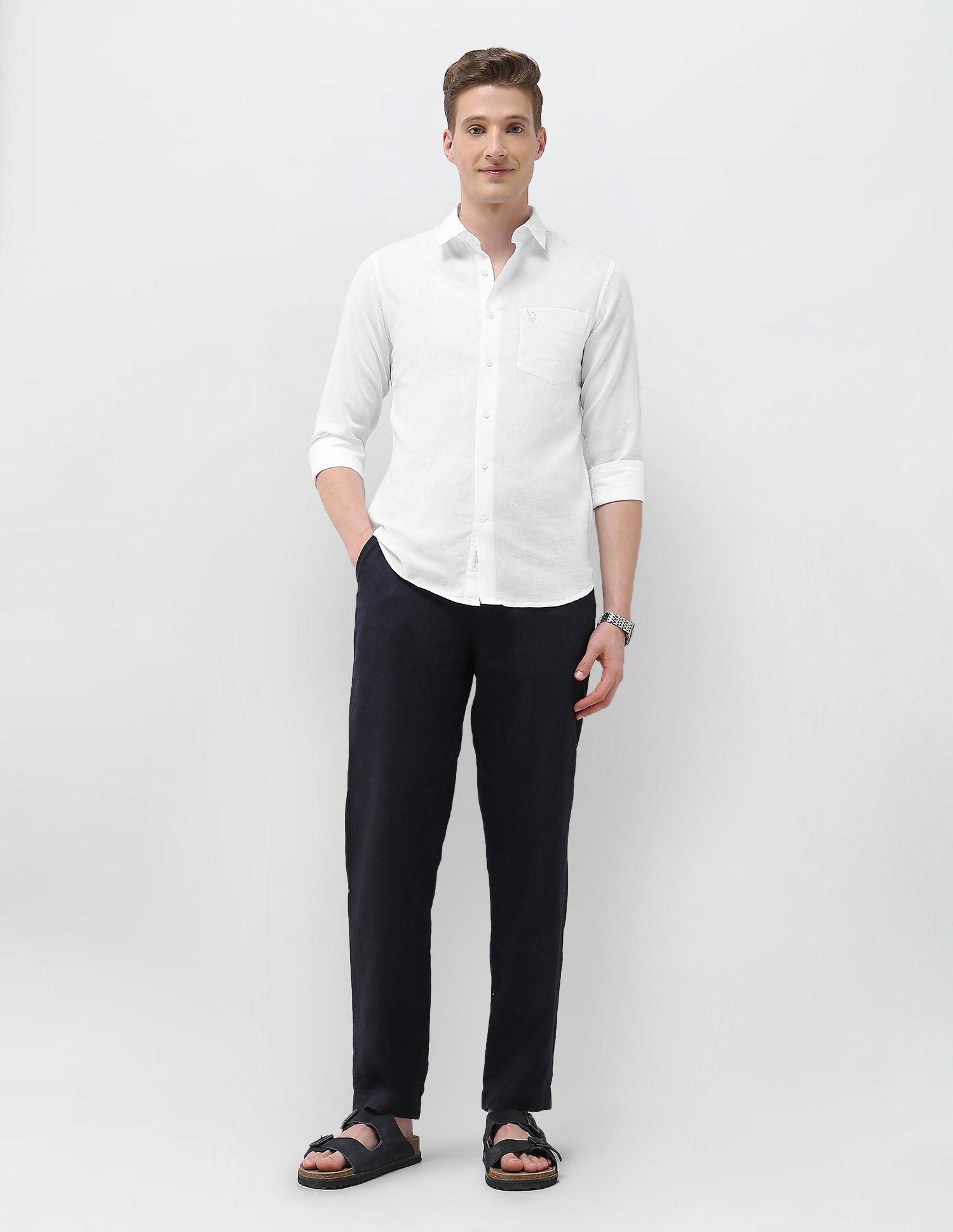 Solid Tailored Fit Shirt White - U.S. Polo Assn. India | Large