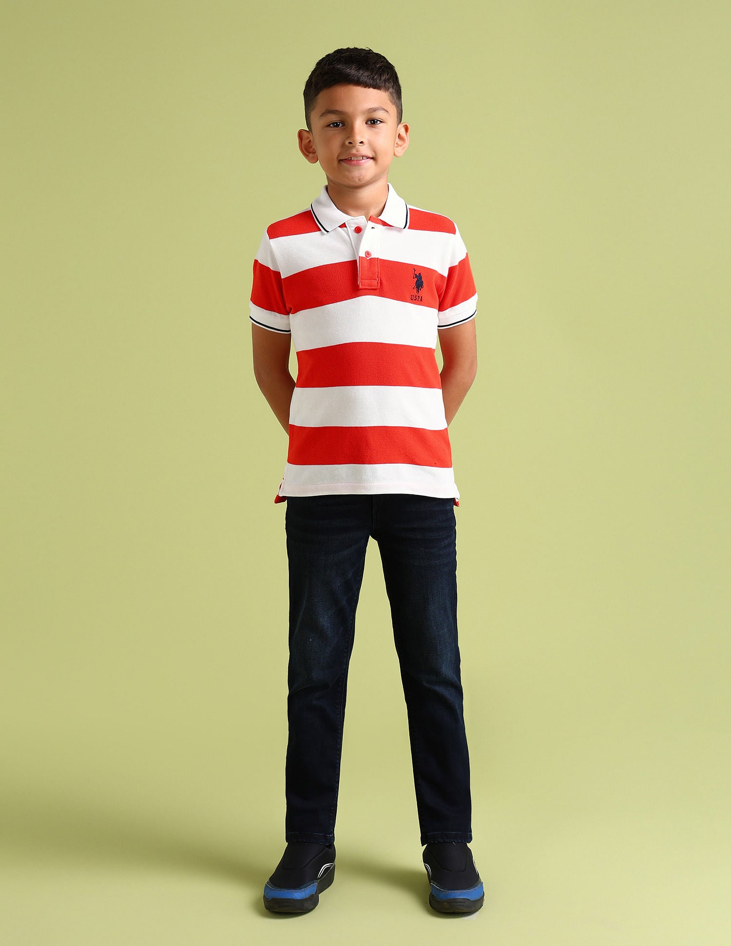Regular fit Striped Polo Shirt Orange - U.S. Polo Assn. India | Large