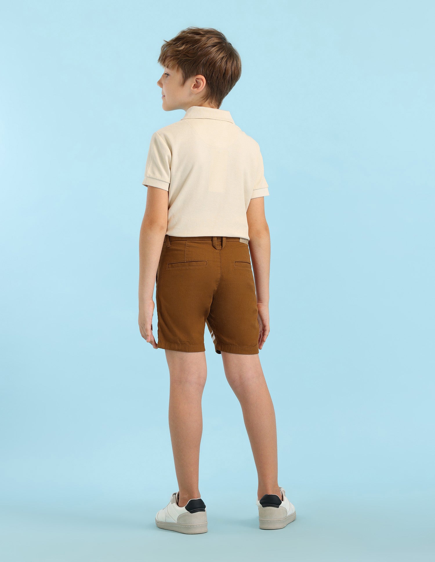 Boys Horizontal Striped Regular Fit Shorts Brown - U.S. POLO ASSN. | Large