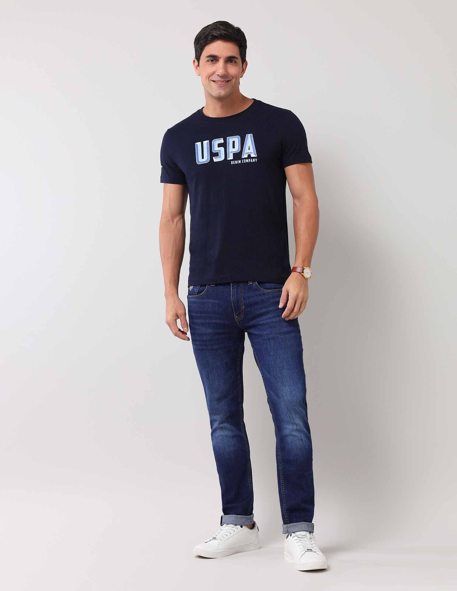 Brand Printed Muscle Fit T-Shirt Navy - U.S. Polo Assn. India | Large