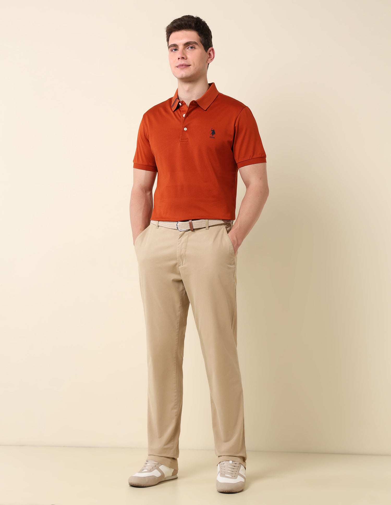Textured Classic Polo Shirt Rust - U.S. Polo Assn. India | Large