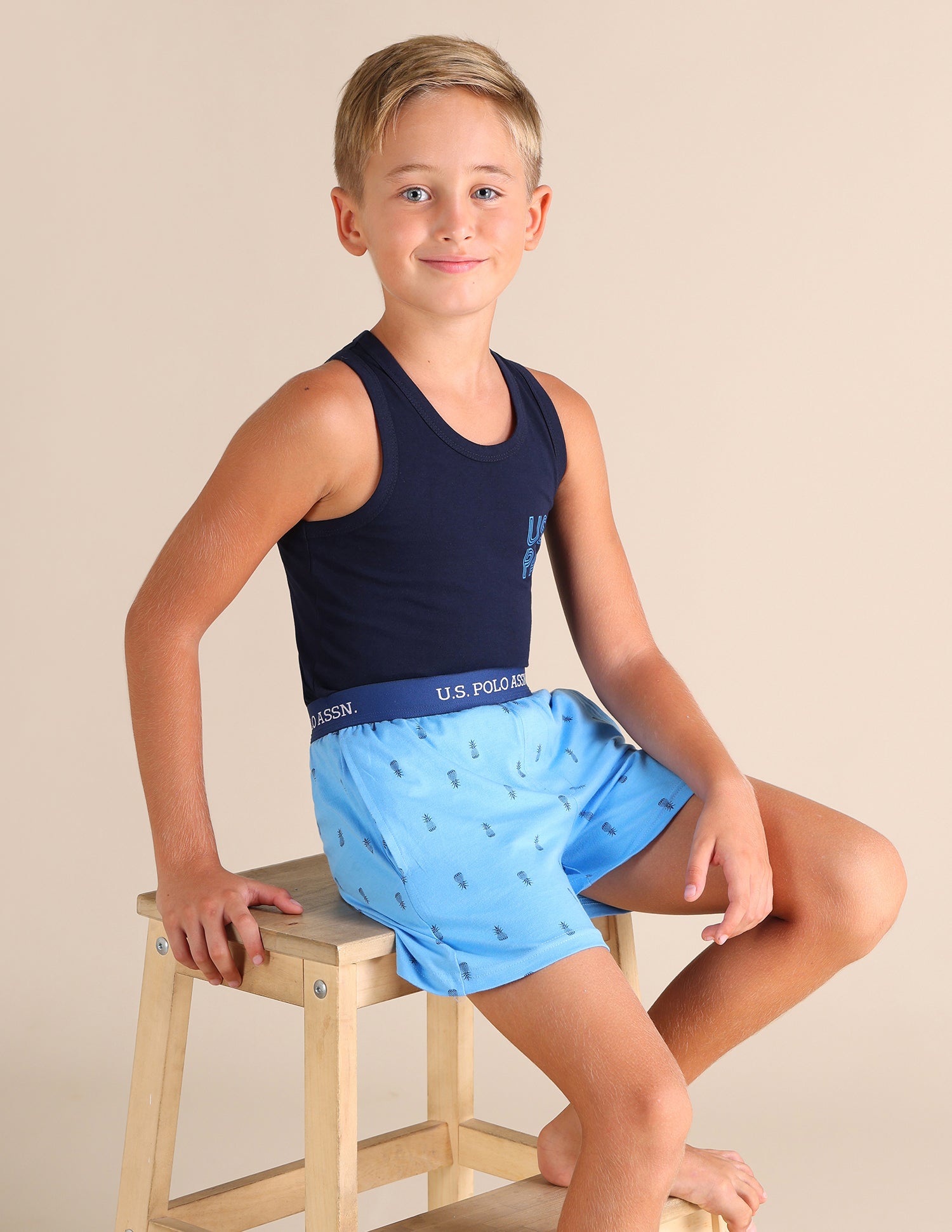 Pineapple Print EKX01 Lounge Shorts - Pack Of 2 Blue - U.S. POLO ASSN. | Large