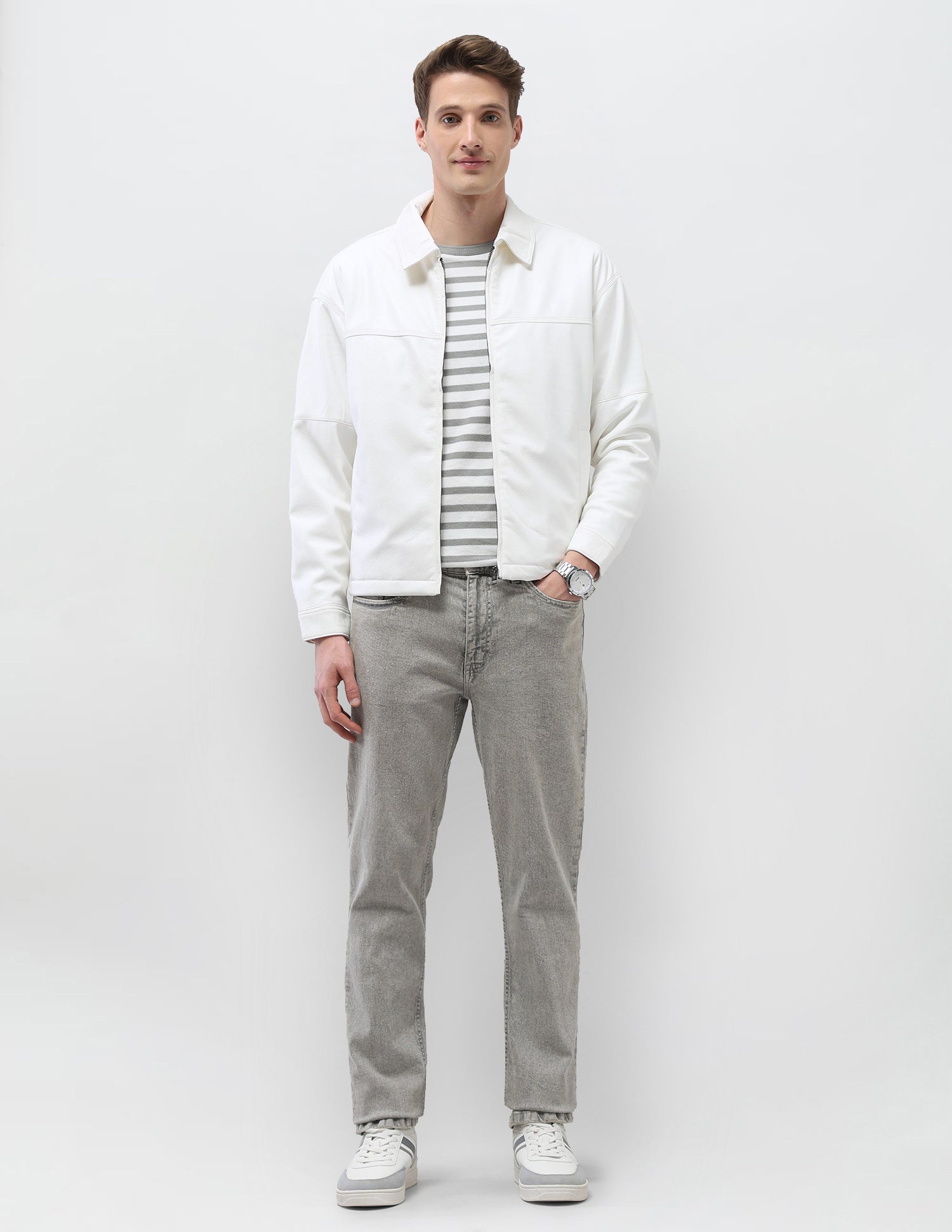 Solid Regular Fit Jacket Ivory - U.S. Polo Assn. India | Large