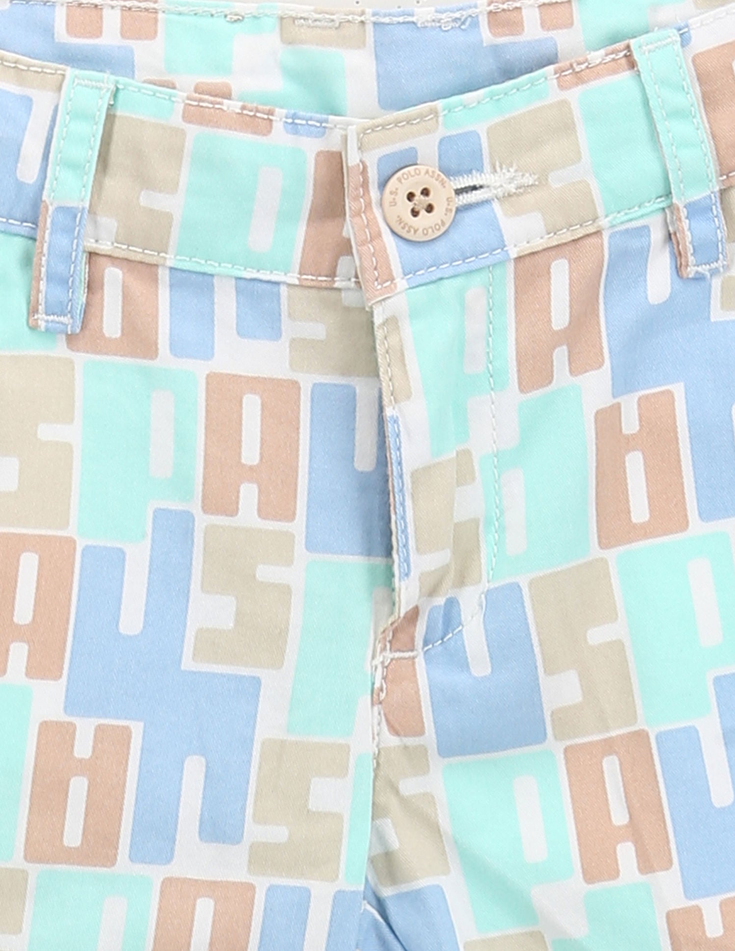 Boys Brand Print Twill Shorts Light Blue - U.S. Polo Assn. India | Large