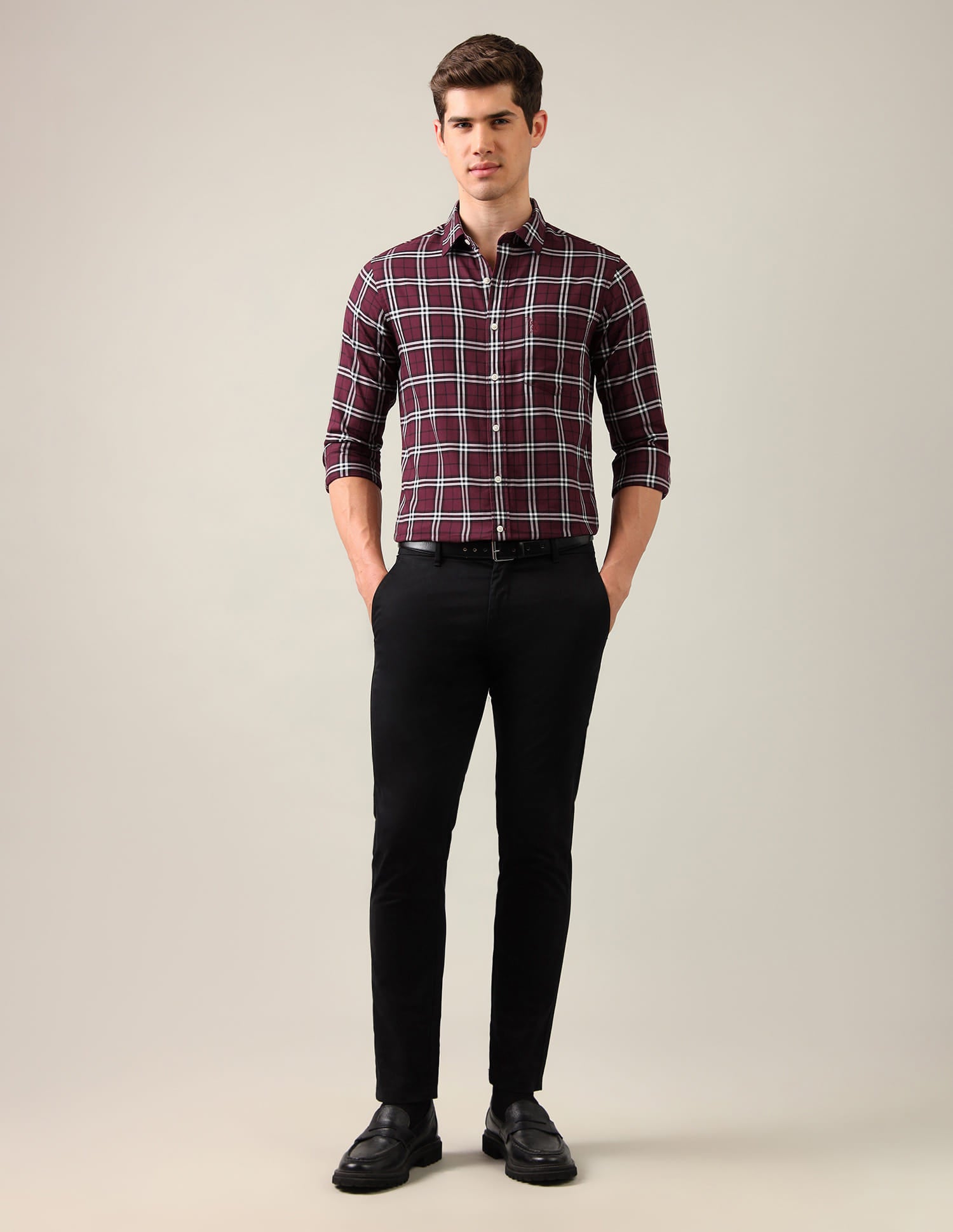 Grid Tattersall Checked Tailored Fit Shirt Red - U.S. Polo Assn. India | Large