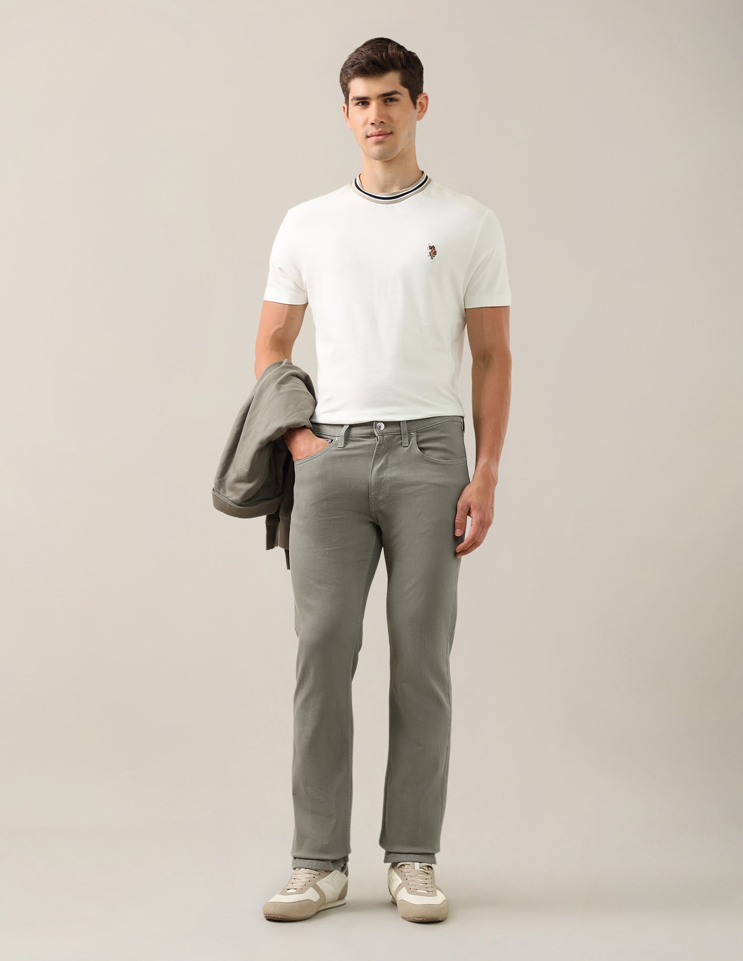 Harold Slim Straight Fit Green Jeans Olive - U.S. Polo Assn. India | Large