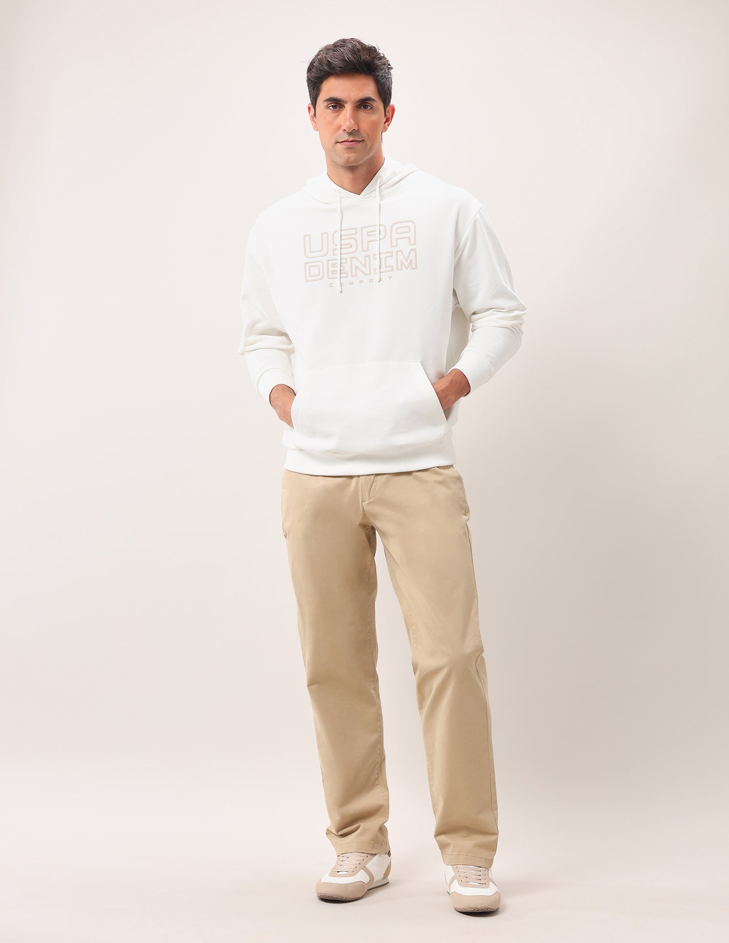 Brand Printed Oversized Fit Sweatshirt Ivory - U.S. Polo Assn. India | Large
