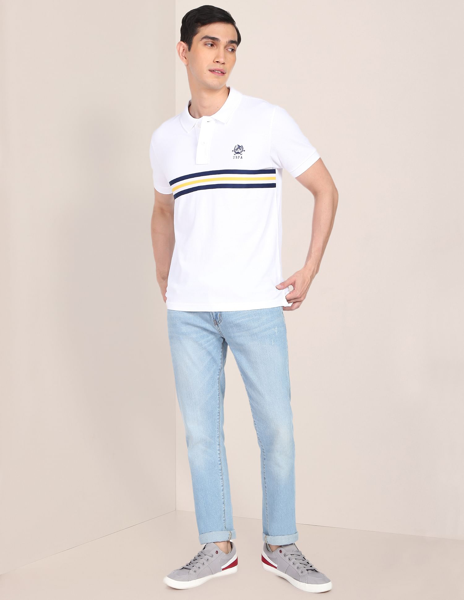 Brand Tape Cotton Polo Shirt White - U.S. POLO ASSN. | Large