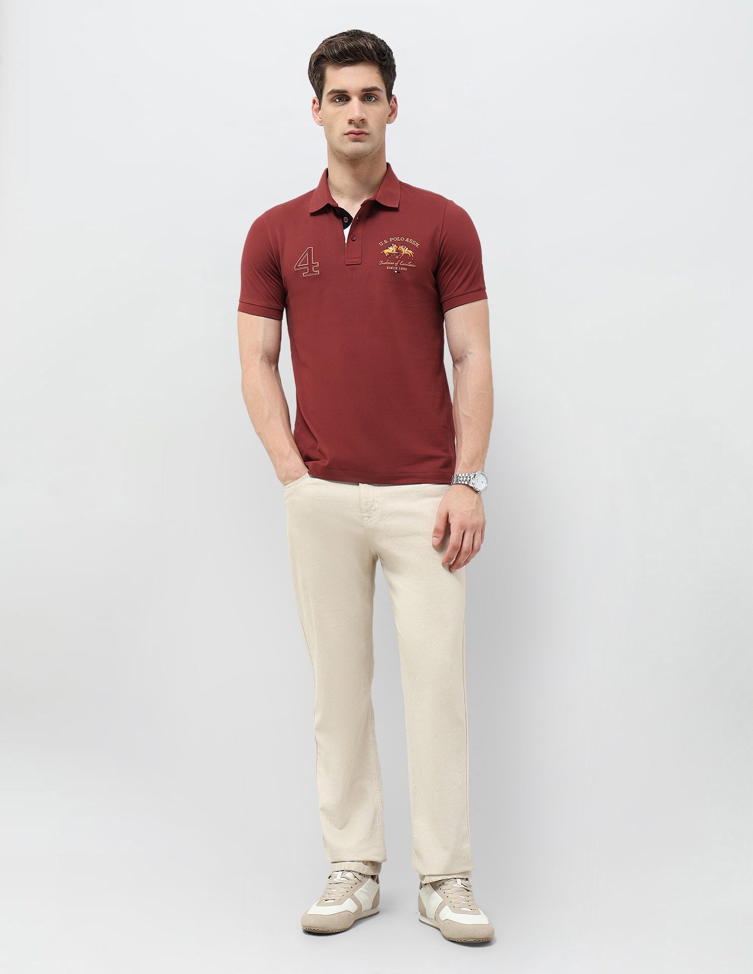 Numeric Brand Embroidered Regular Fit Polo Shirt Maroon - U.S. POLO ASSN. | Large