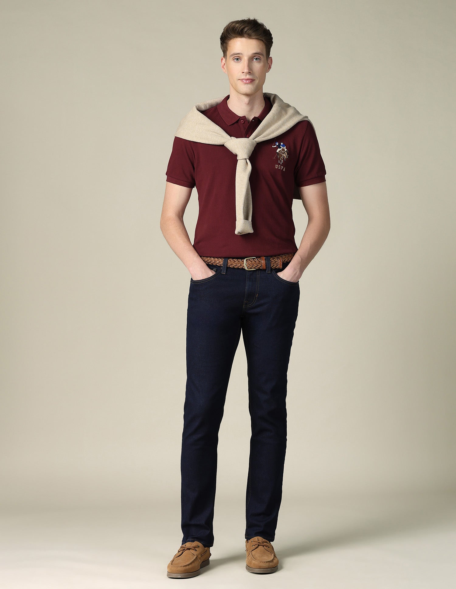 Solid Regular Fit Polo Shirt Maroon - U.S. POLO ASSN. | Large