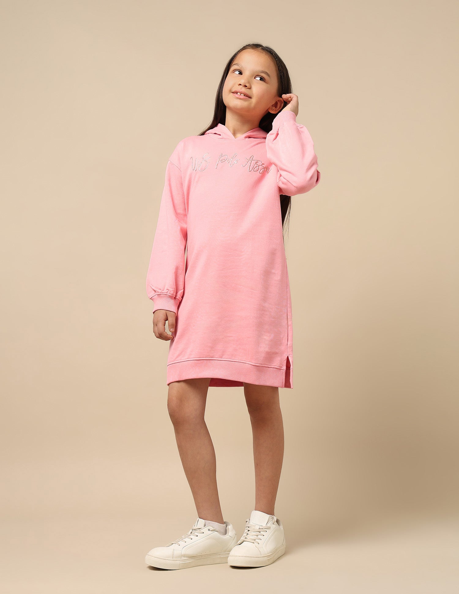 Girls Hooded Sweat Dress Pink - U.S. POLO ASSN. | Large