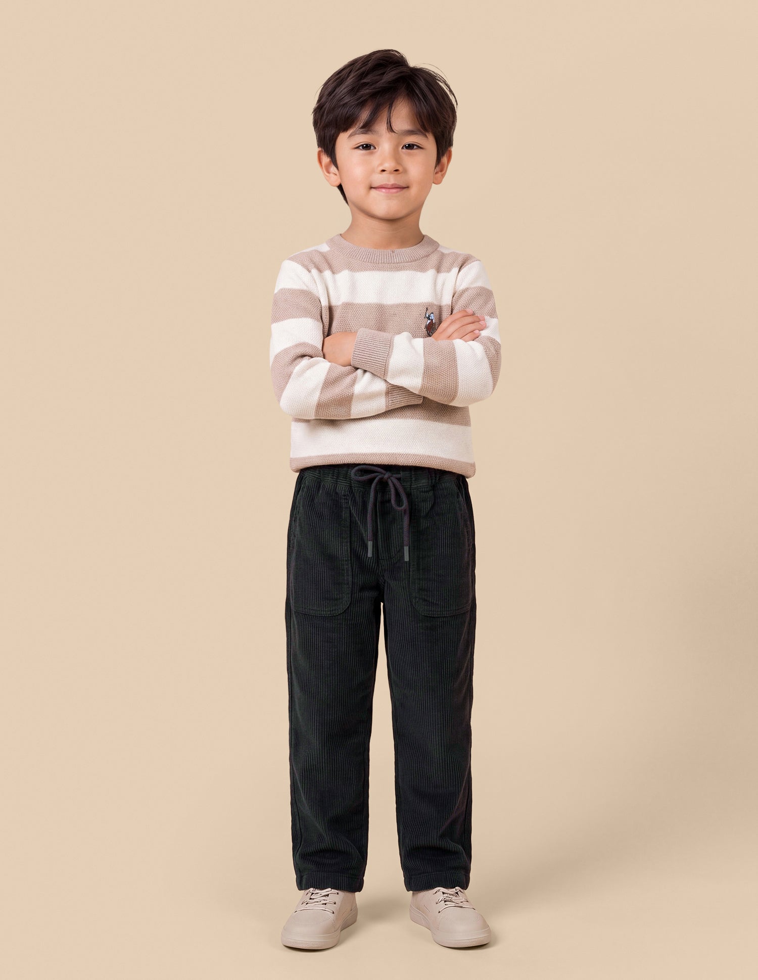 Corduroy Relaxed Fit Trousers Olive - U.S. Polo Assn. India | Large