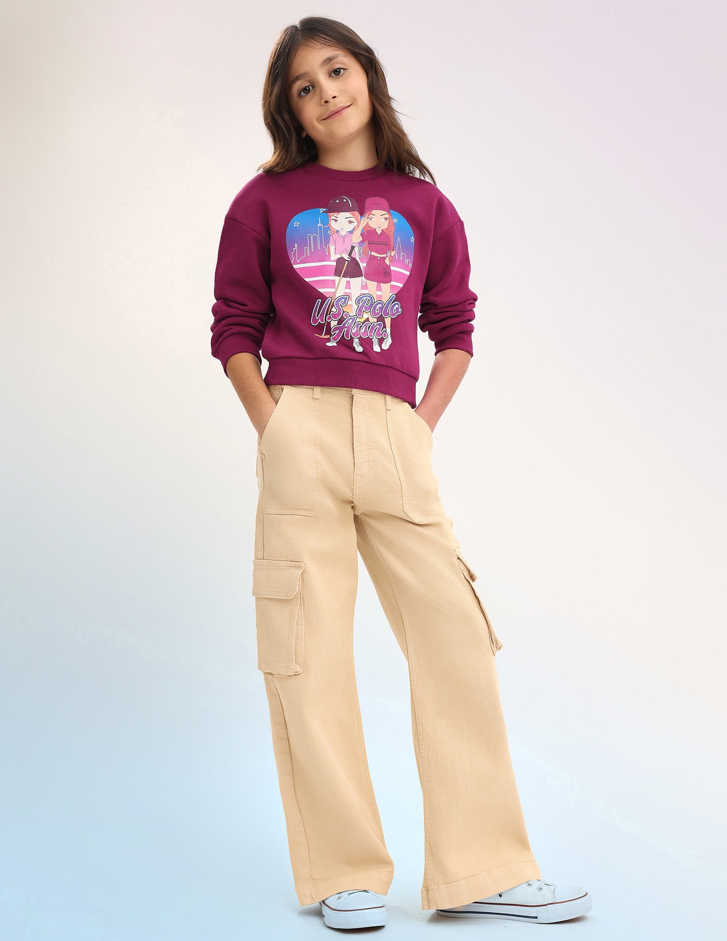 Brand Printed Regular Fit Sweatshirt Wine - U.S. POLO ASSN. | Large