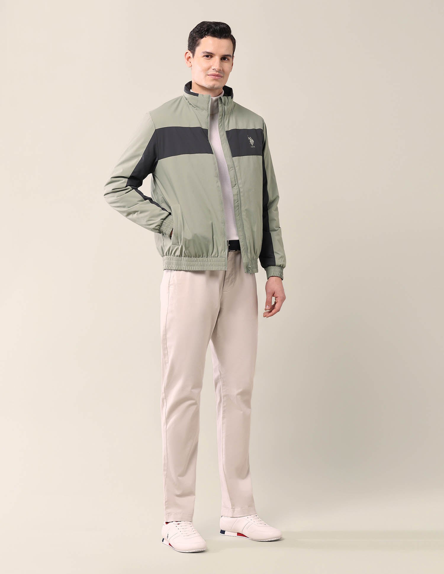 Colourblocked Regular Fit Jacket Green - U.S. Polo Assn. India | Large