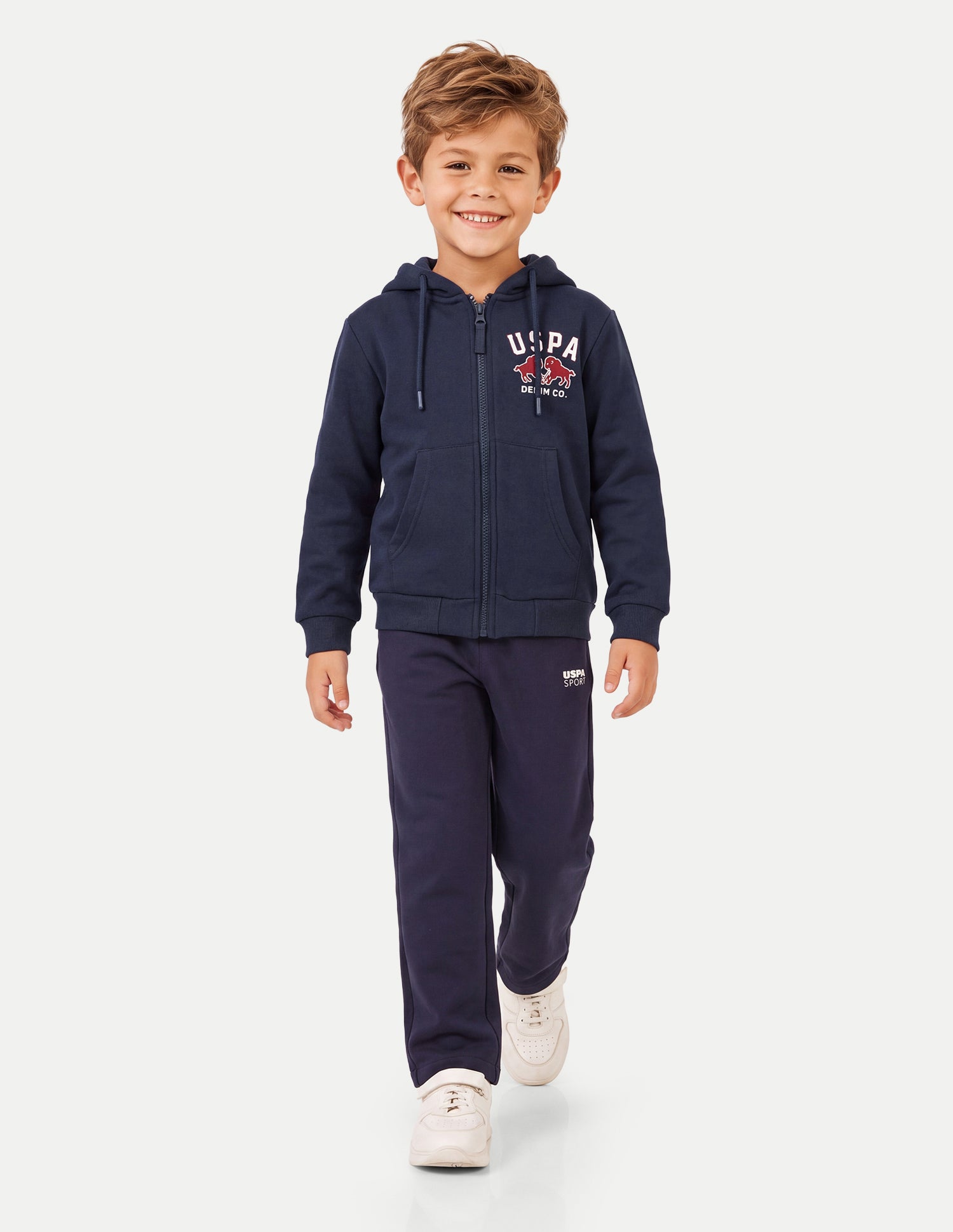 Solid Regular Fit Zipper Sweatshirt Navy - U.S. Polo Assn. India | Large