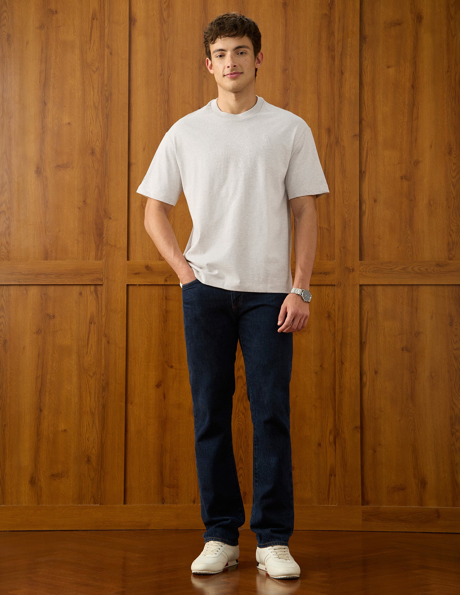 Heathered Relaxed Fit T-Shirt Ecru Melange - U.S. Polo Assn. India | Large