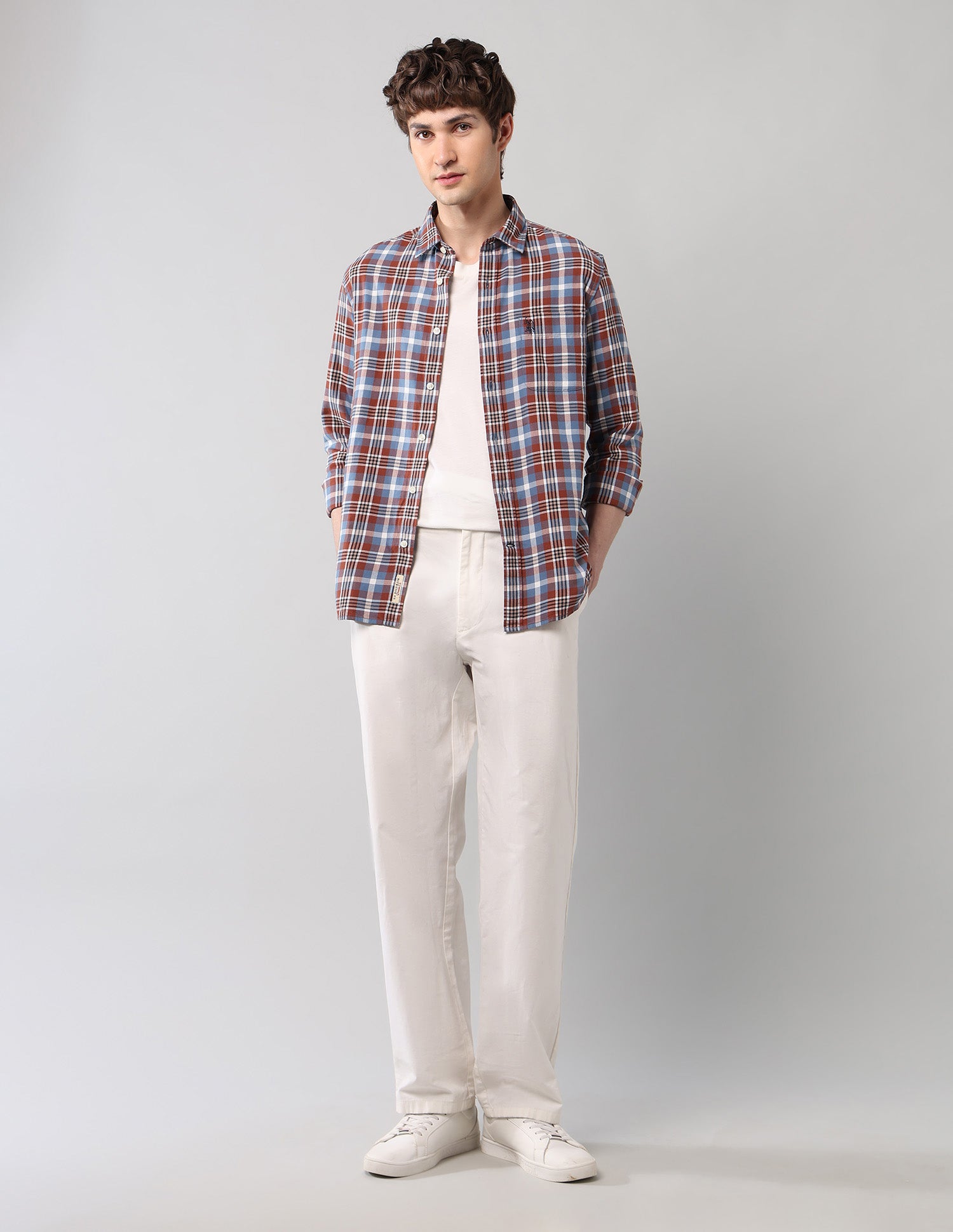 Plaid Checked Pure Cotton Shirt Rust - U.S. Polo Assn. India | Large