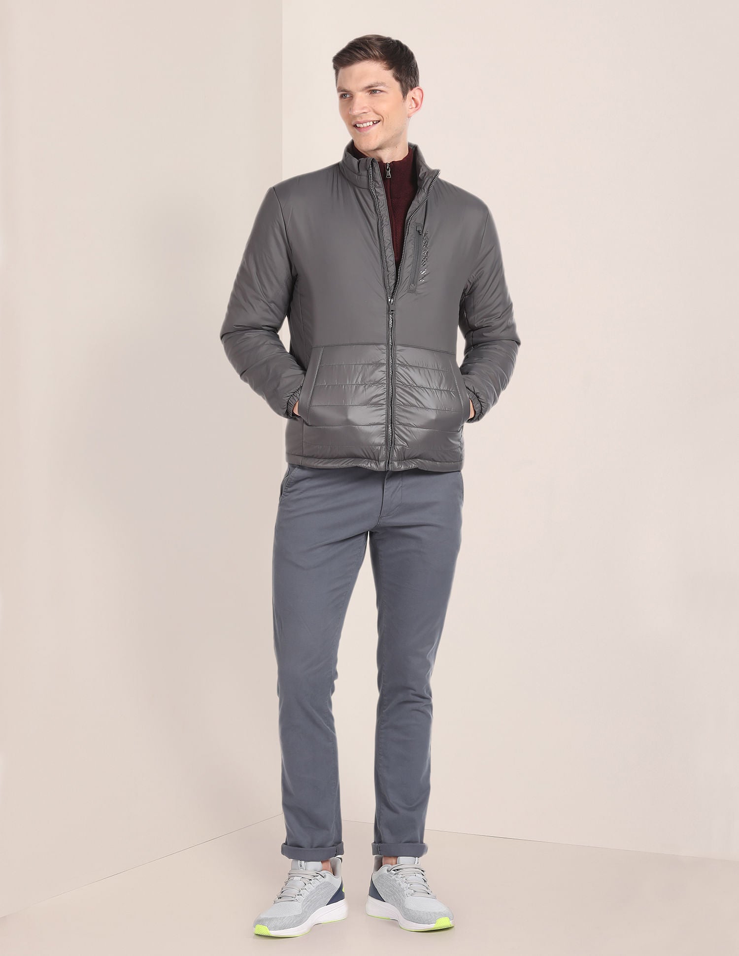 High Neck Solid Jacket Grey - U.S. POLO ASSN. | Large