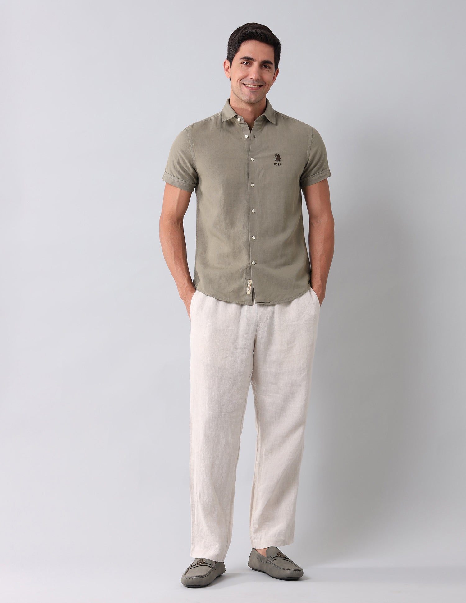 Solid Regular Shirt Olive - U.S. Polo Assn. India | Large