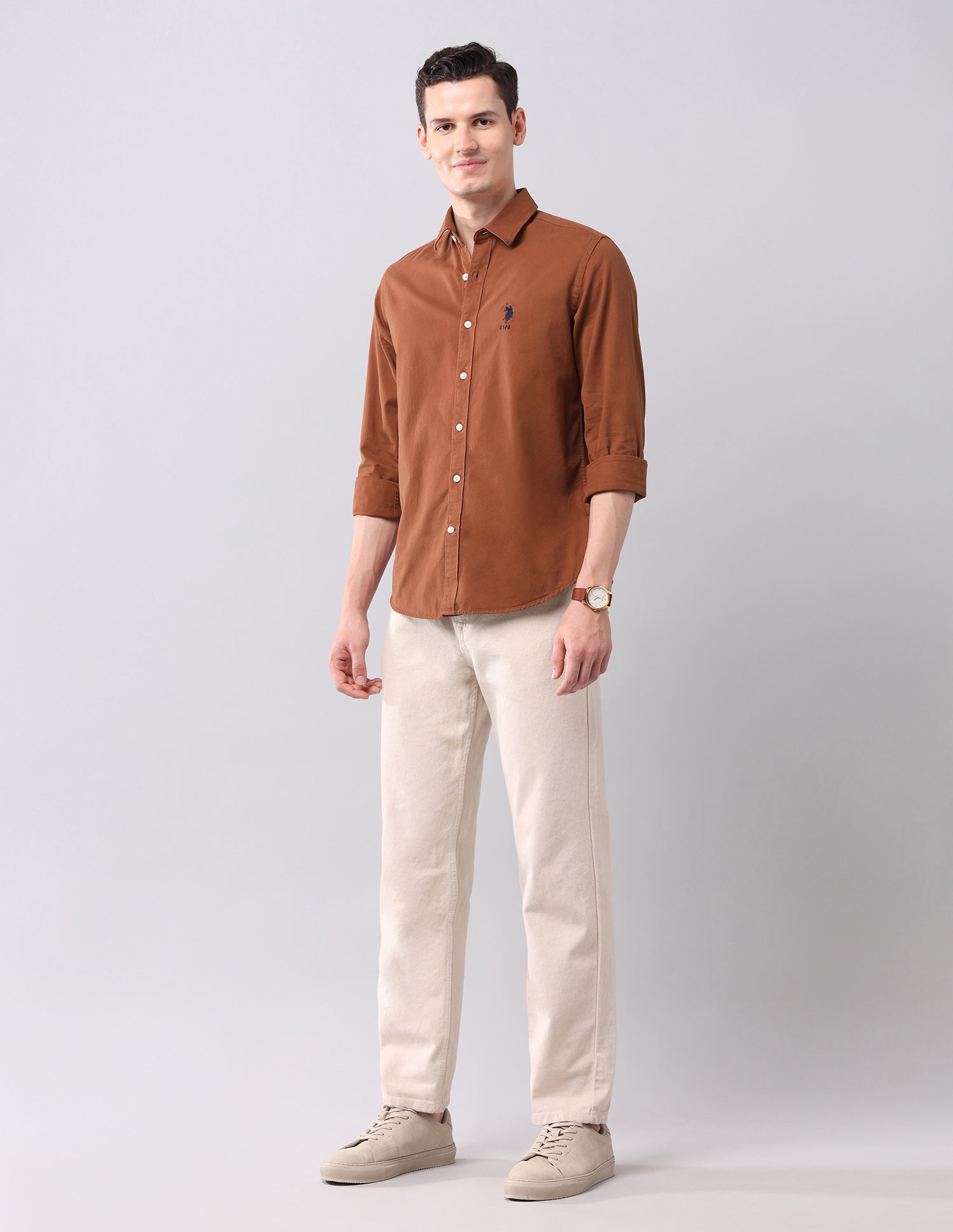 Solid Slim Fit Shirt Rust - U.S. POLO ASSN. | Large