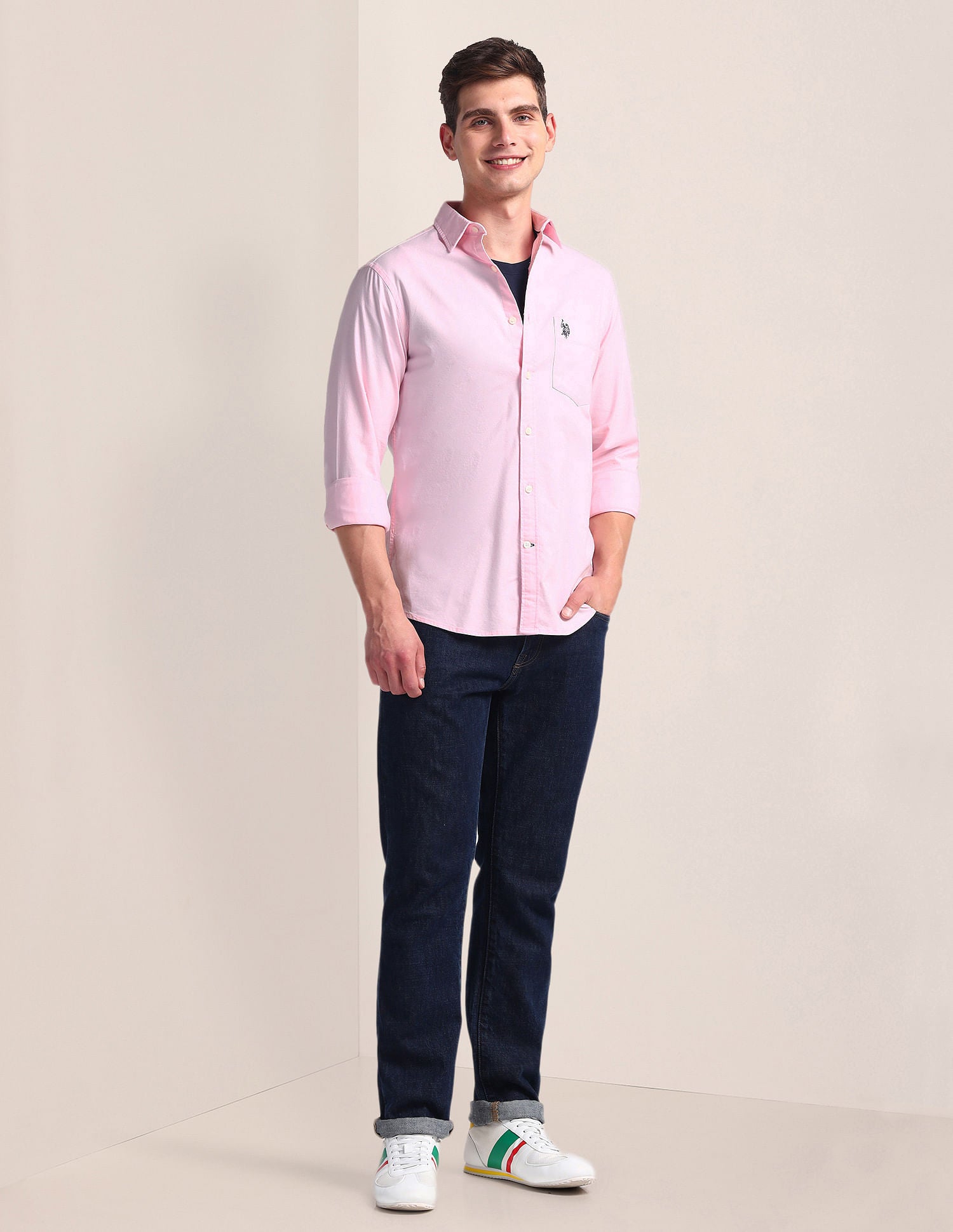 Solid Dobby Shirt Pink - U.S. Polo Assn. India | Large