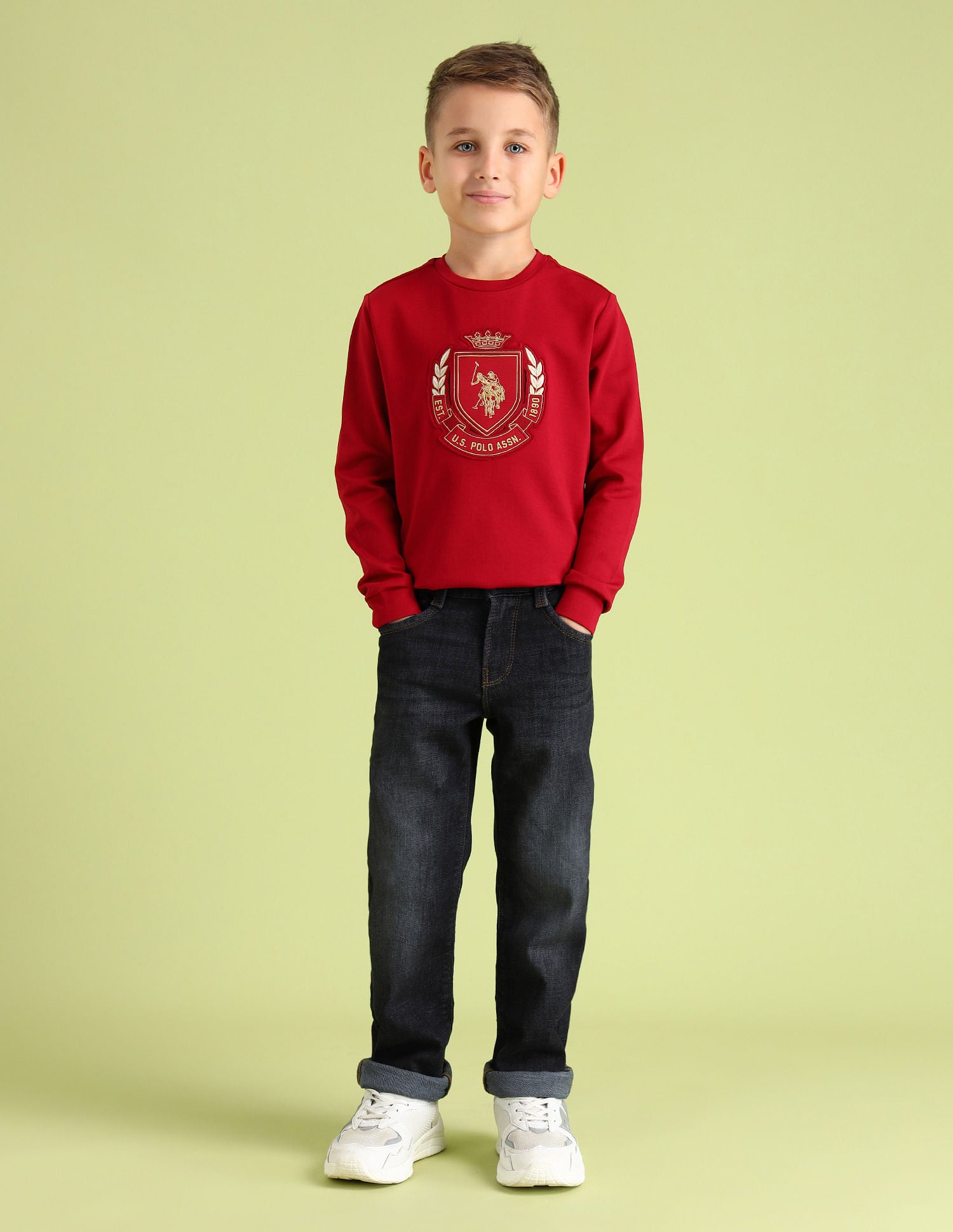 Boys Relaxed Fit Cotton Jeans Black - U.S. POLO ASSN. | Large