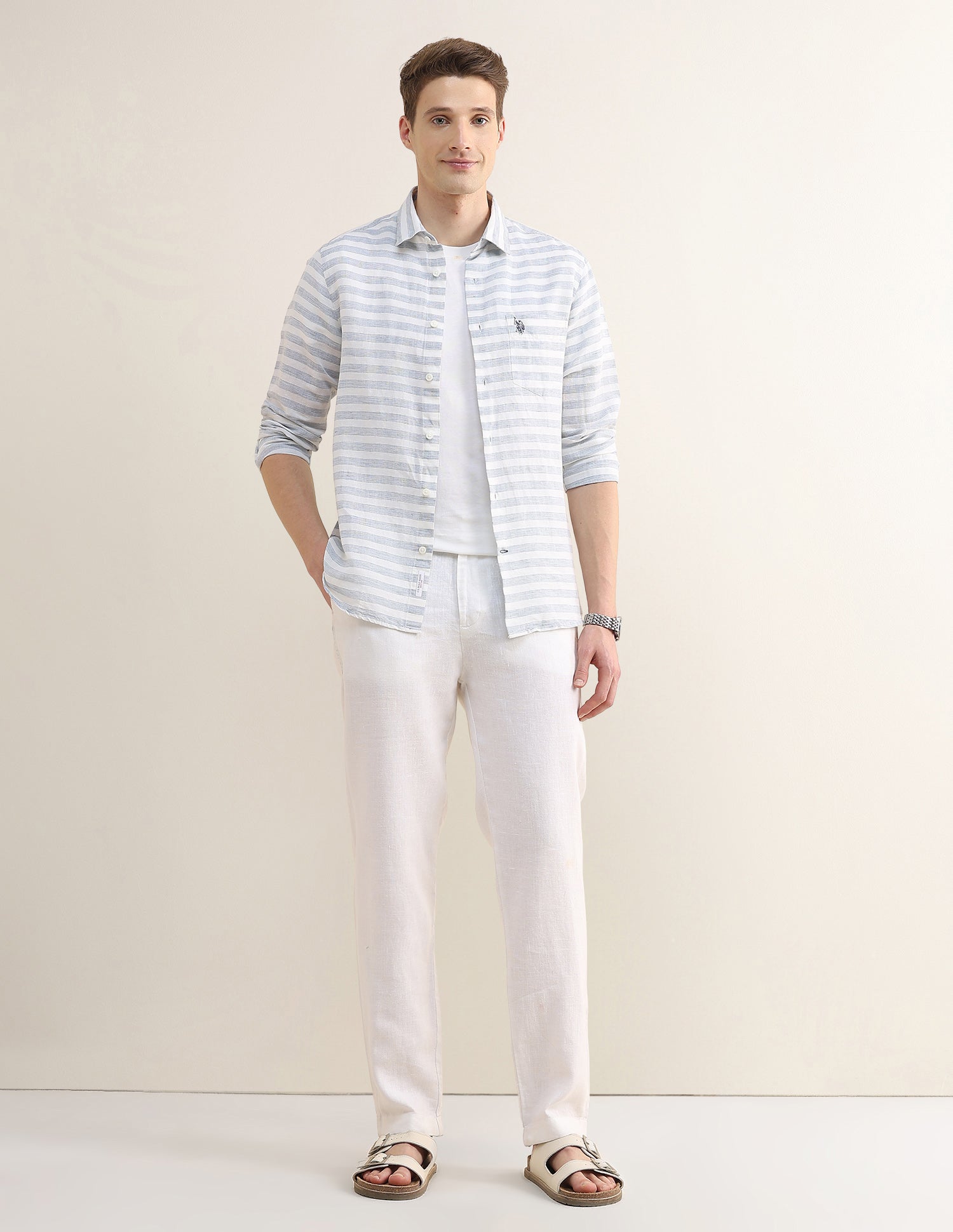 Horizontal Striped Regular Fit Shirt Teal - U.S. Polo Assn. India | Large