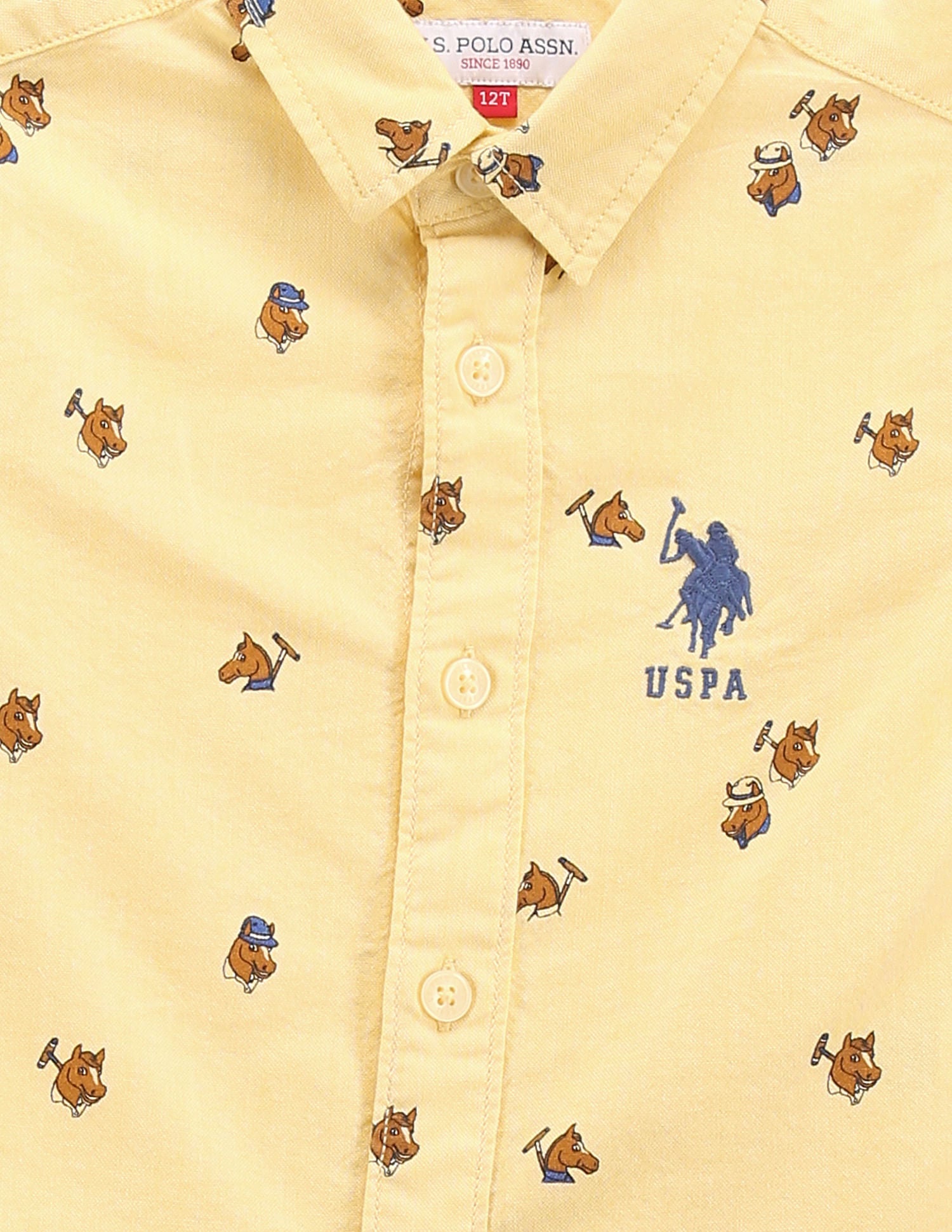 Boys Oxford Cotton Shirt Yellow - U.S. Polo Assn. India | Large