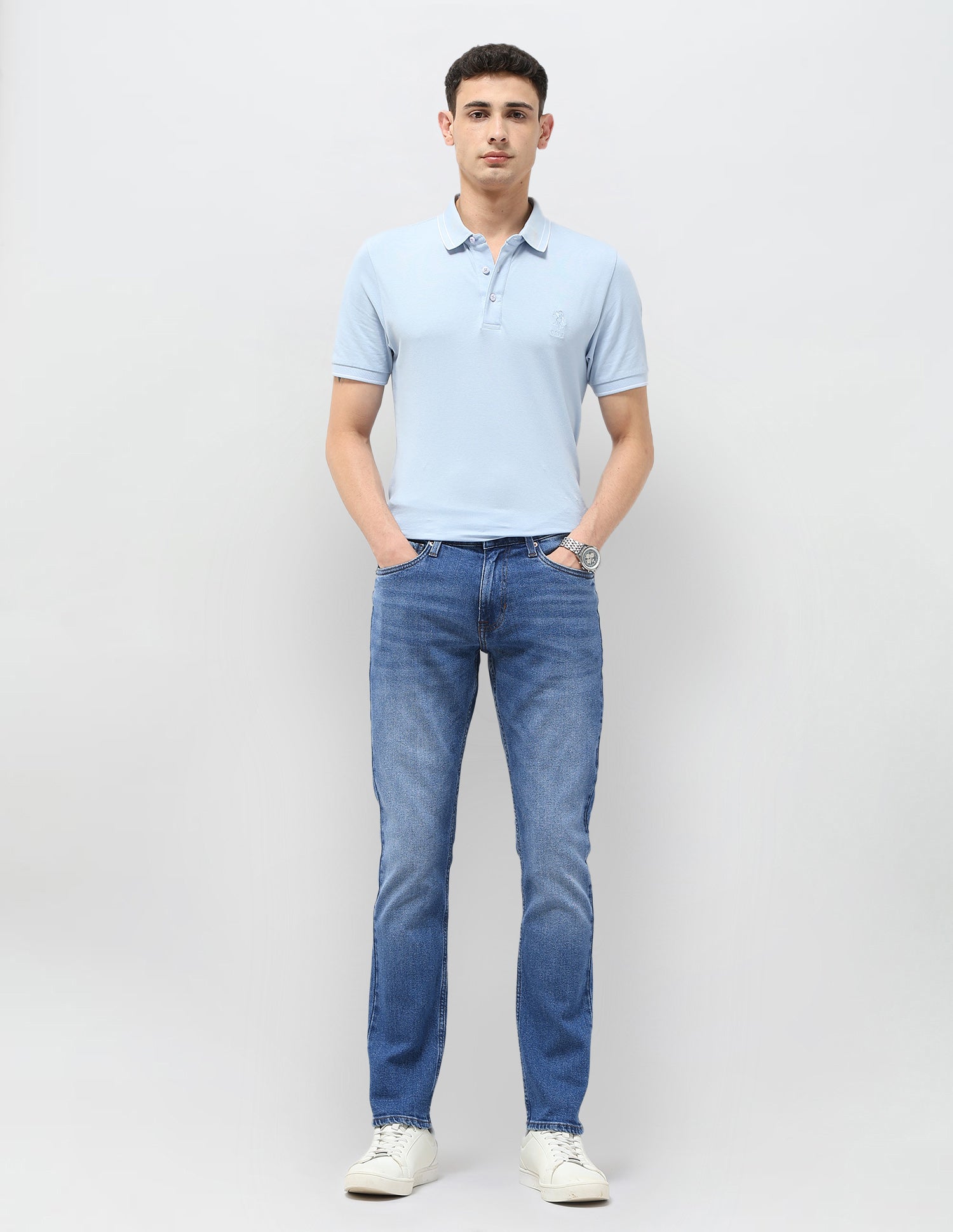 Brandon Slim Tapered Fit Blue Jeans Med Blue - U.S. POLO ASSN. | Large