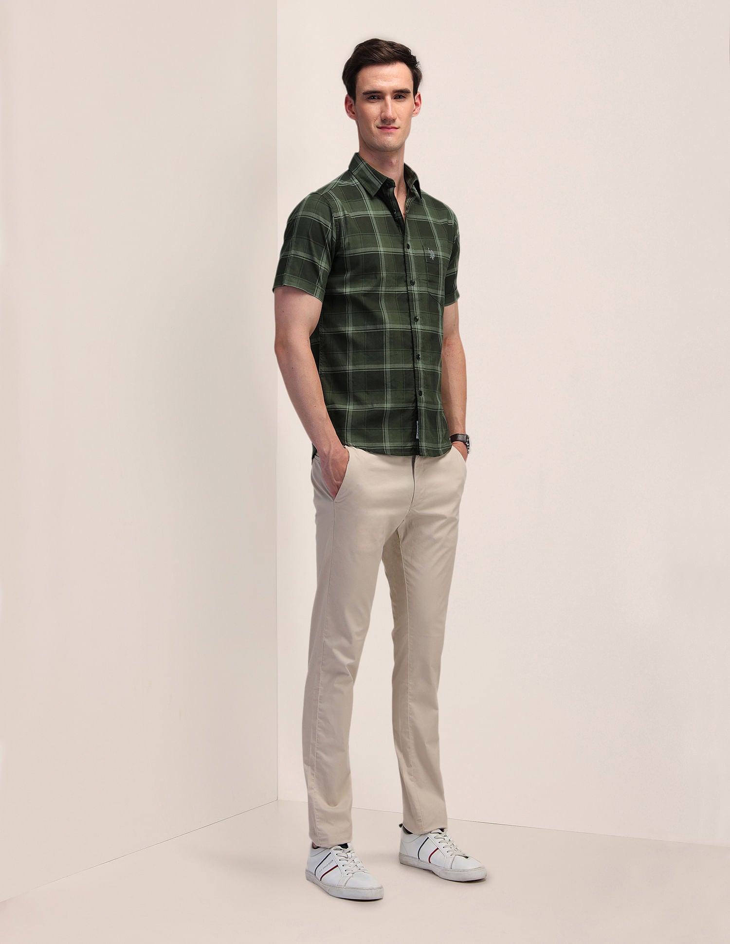 Plaid Checked Oxford Shirt Olive - U.S. Polo Assn. India | Large