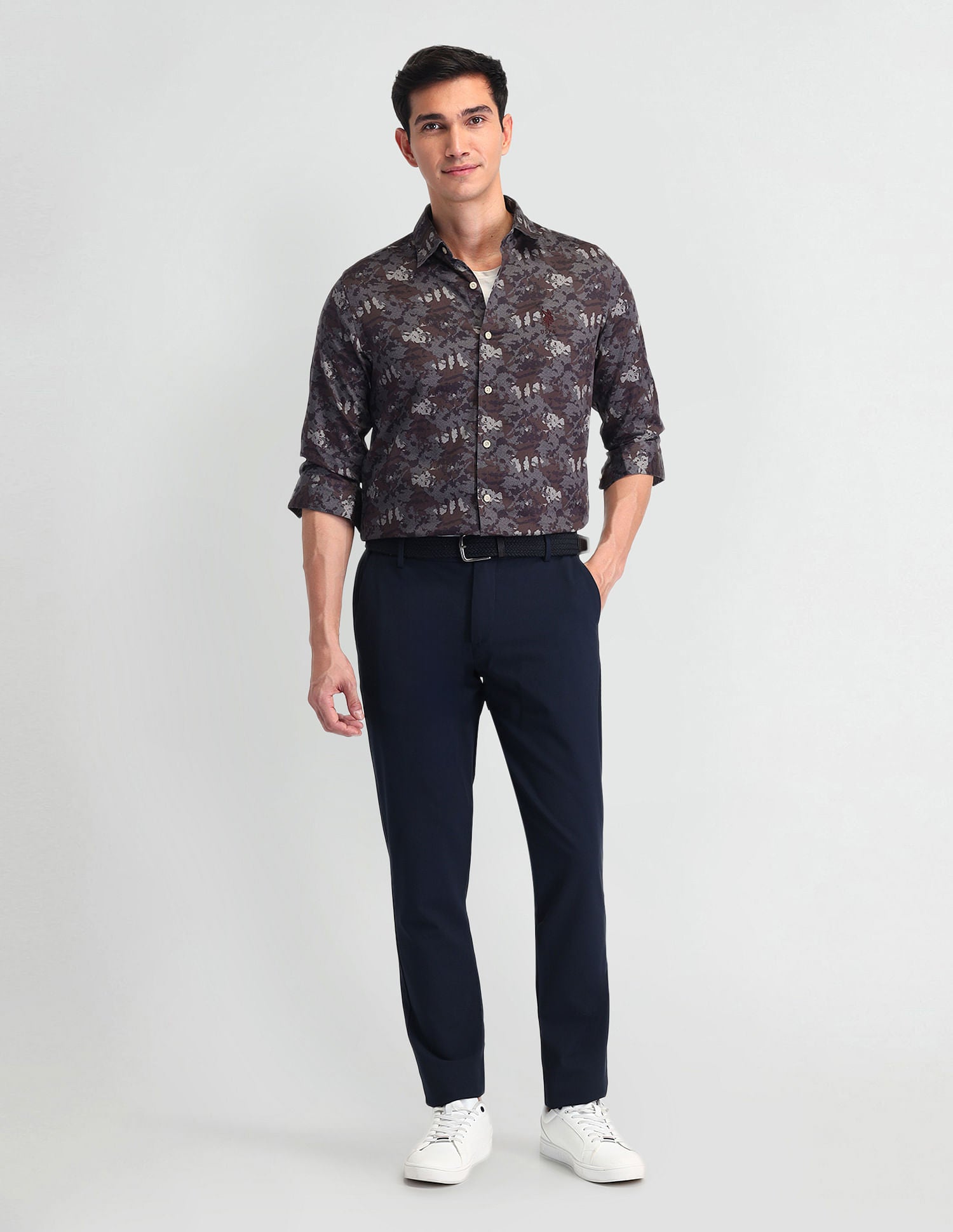 Slim Fit Poplin Shirt Wine - U.S. Polo Assn. India | Large