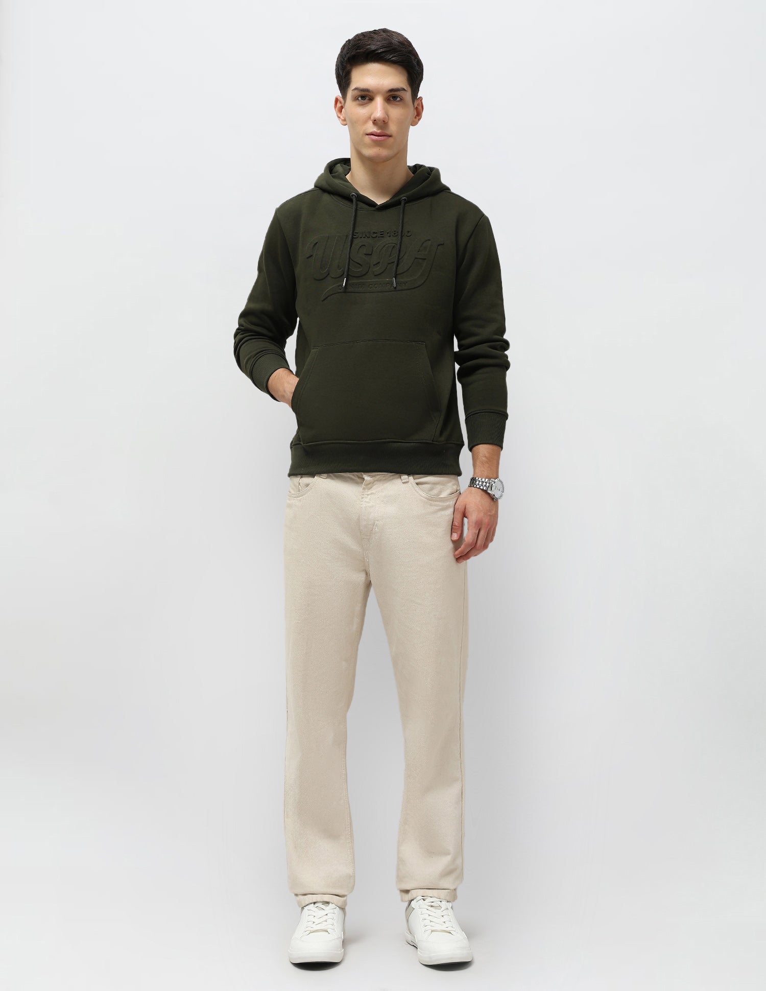Brand Embossed Regular Fit Sweatshirt Olive - U.S. POLO ASSN. | Large