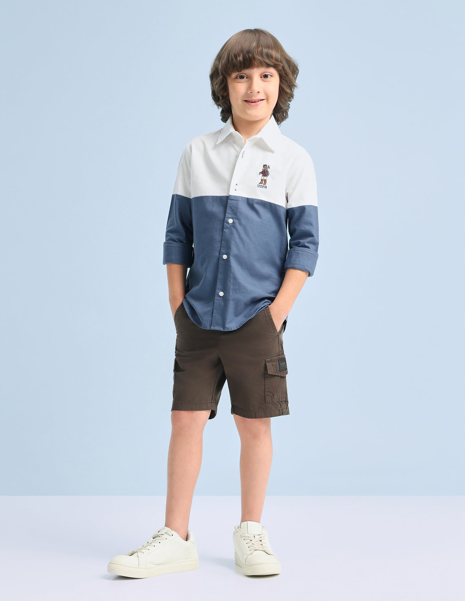 Colourblocked Oxford Shirt Light Blue - U.S. Polo Assn. India | Large