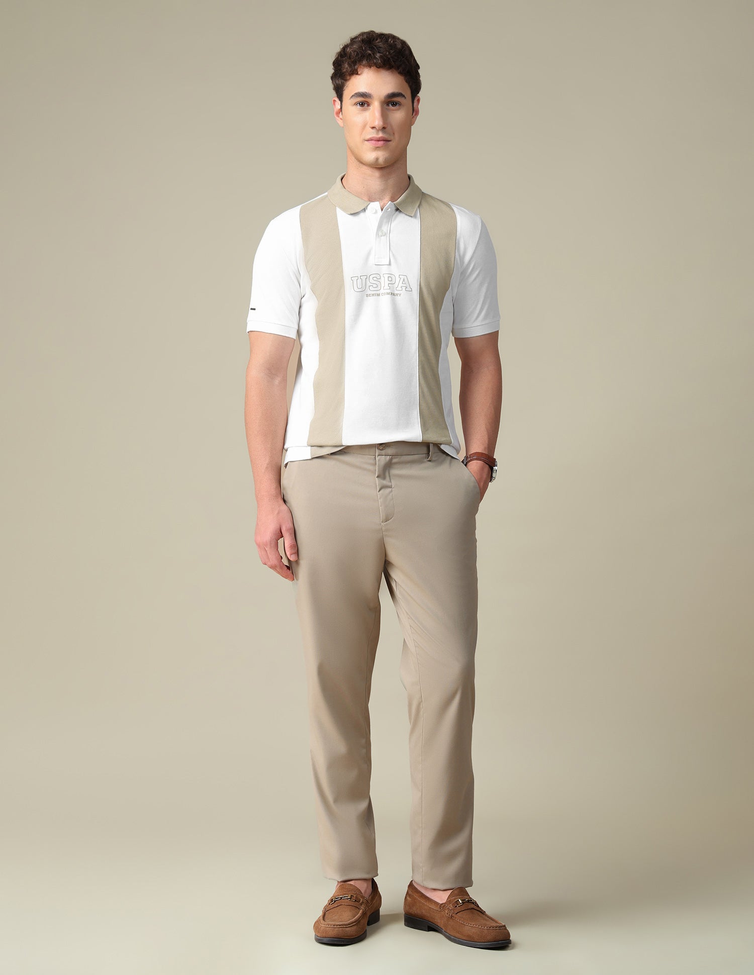 Horizontal Striped Slim Fit Polo Shirt Ivory - U.S. Polo Assn. India | Large